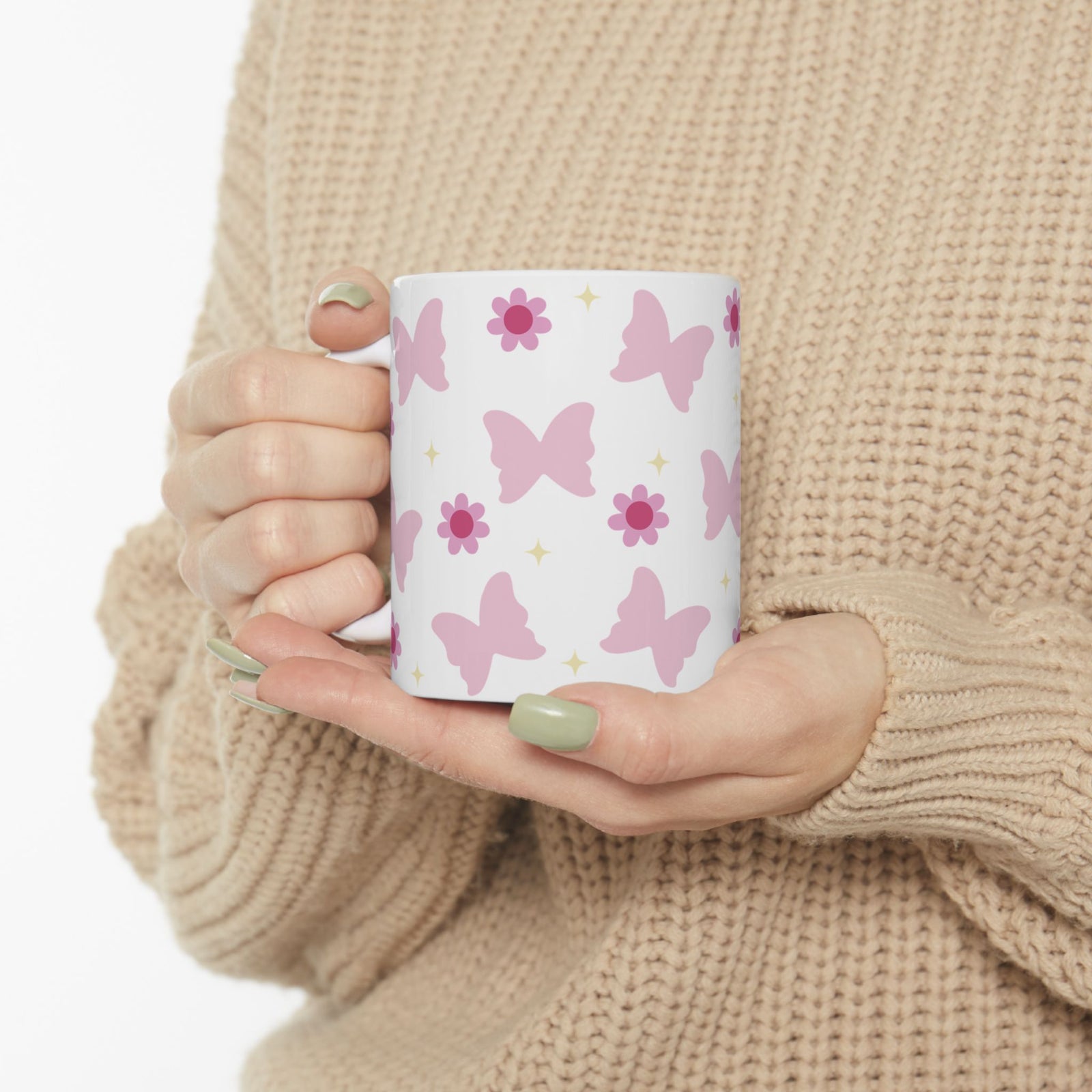 Butterflies & Daisies Cute Ceramic Mug Coffee Cup (11oz & 15oz)