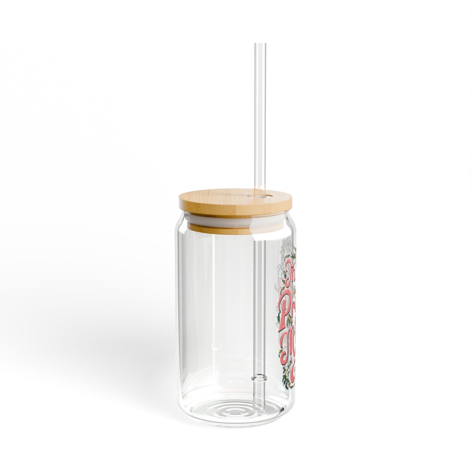 In My Praying Mama Era Sipper Glass 16oz Reusable Drink Jar with Lid & Straw