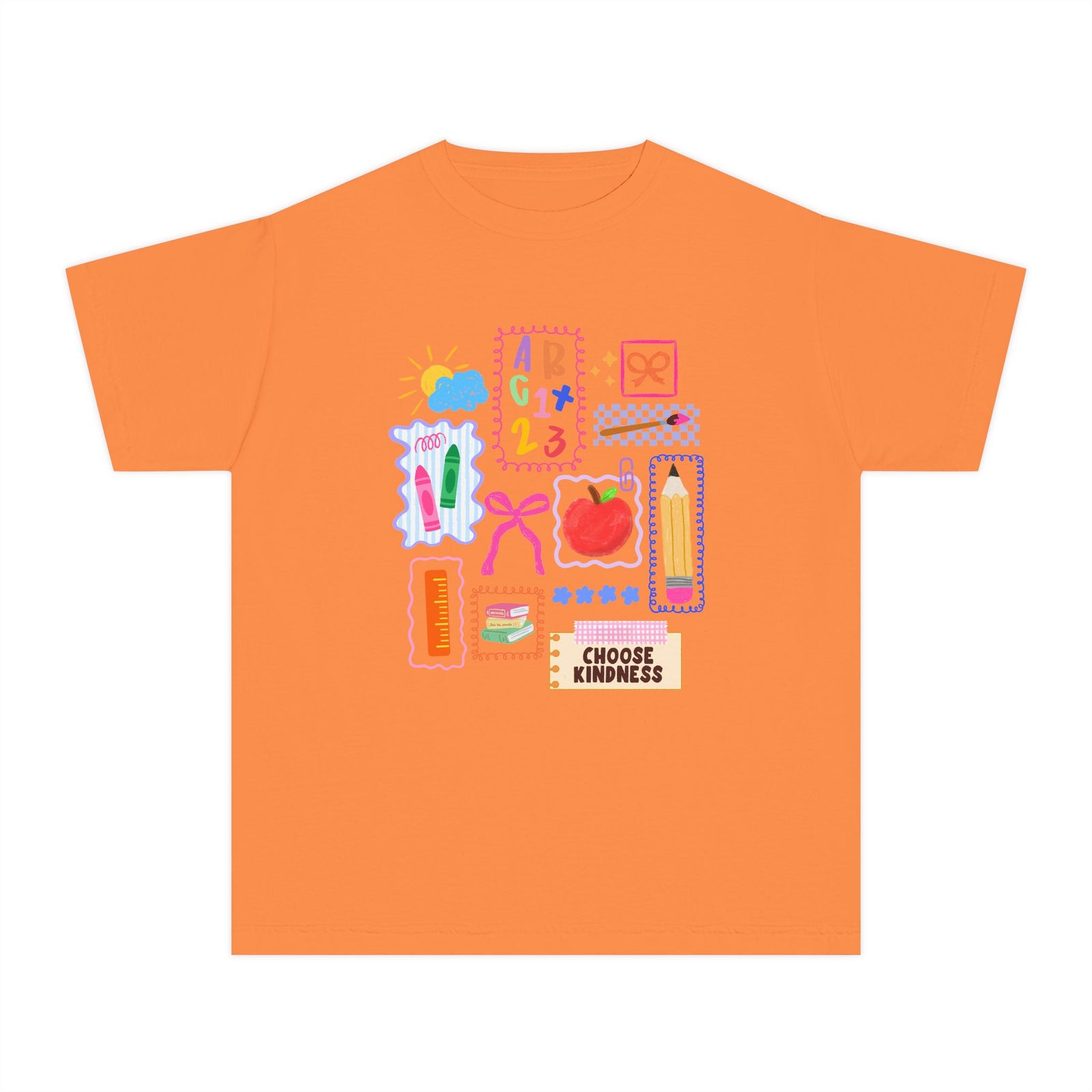 Choose Kindness Coquette Doodles Bow Graphic Tee Kids Back to School T-Shirt