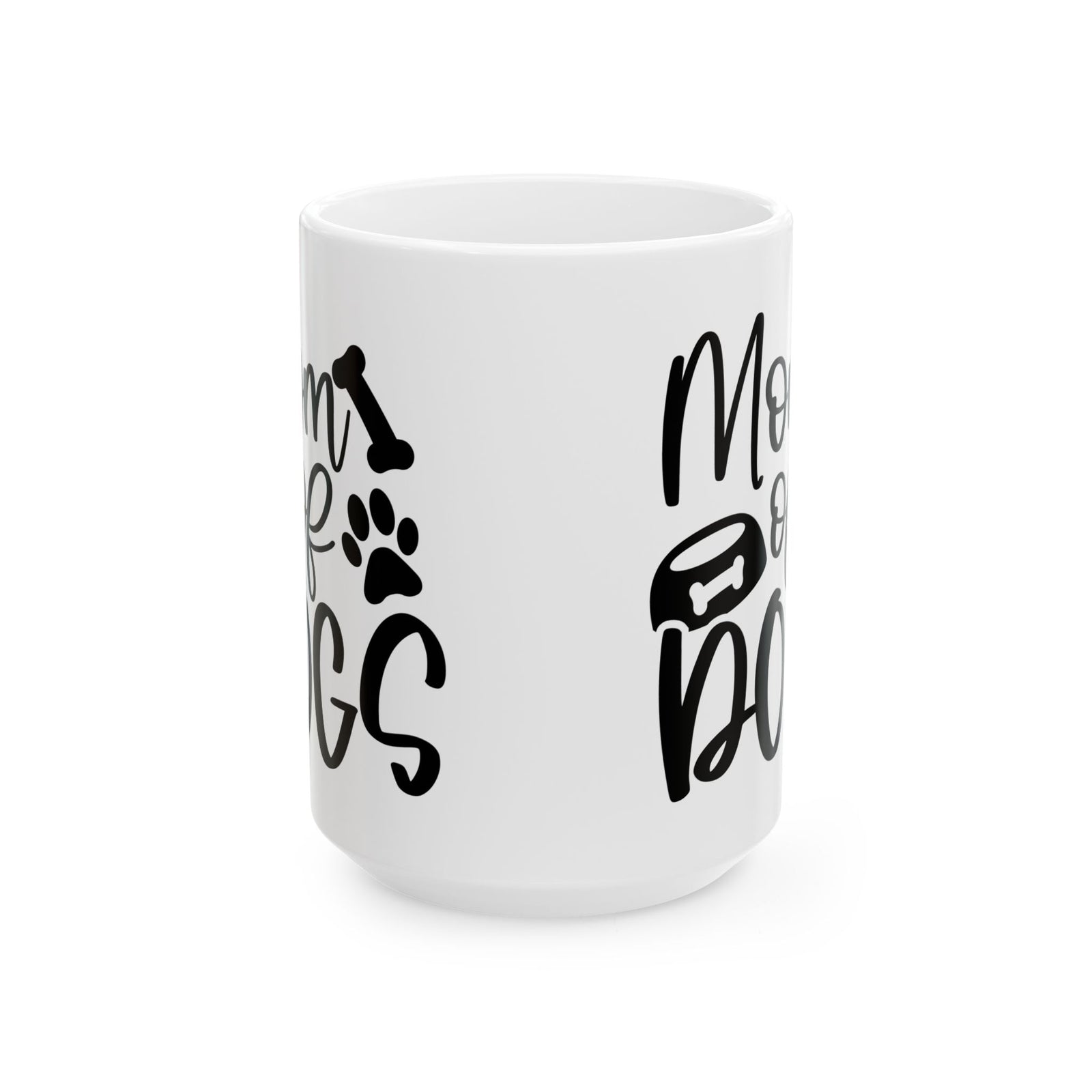 Mom of Dogs Bone & Paw Print Cute Ceramic Mug Coffee Cup (11oz & 15oz)