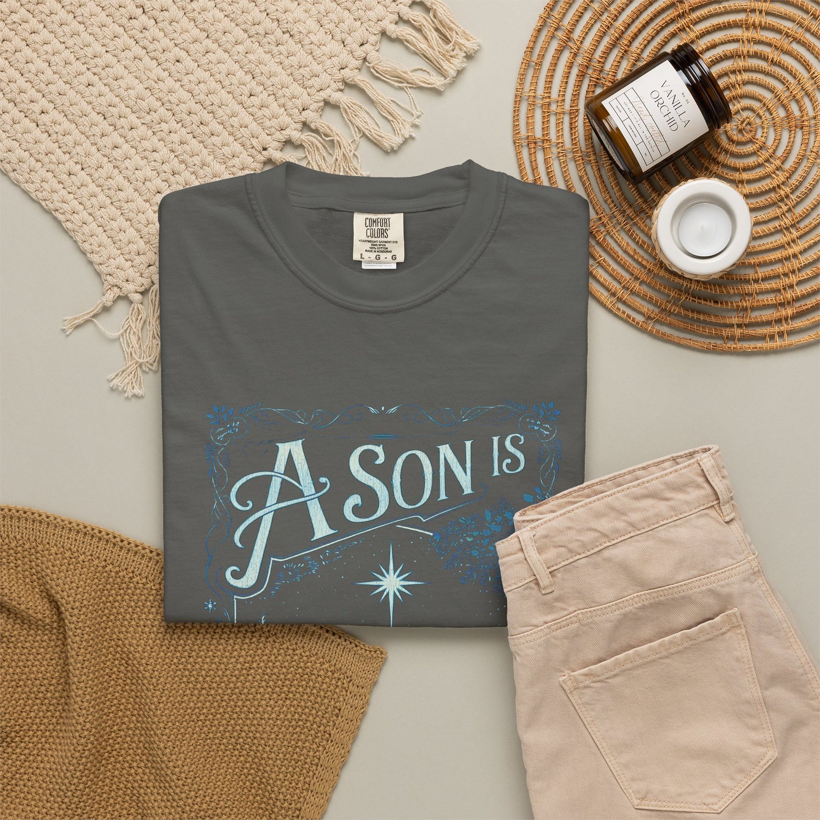 A Son is Given Jesus Christmas Distressed T-Shirt Christian Graphic Tee
