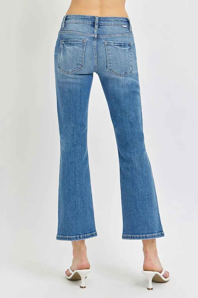 RISEN Full Size Low Rise Crop Flare Jeans Plus Size - Sydney So Sweet