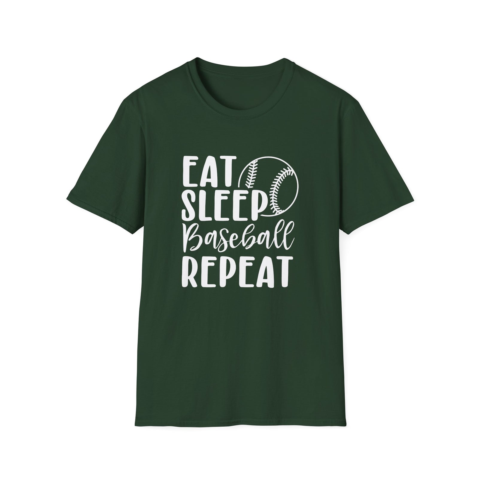 Eat Sleep Baseball Repeat Graphic T-Shirt Cute Sports Mom Tee (12 Team Colors)