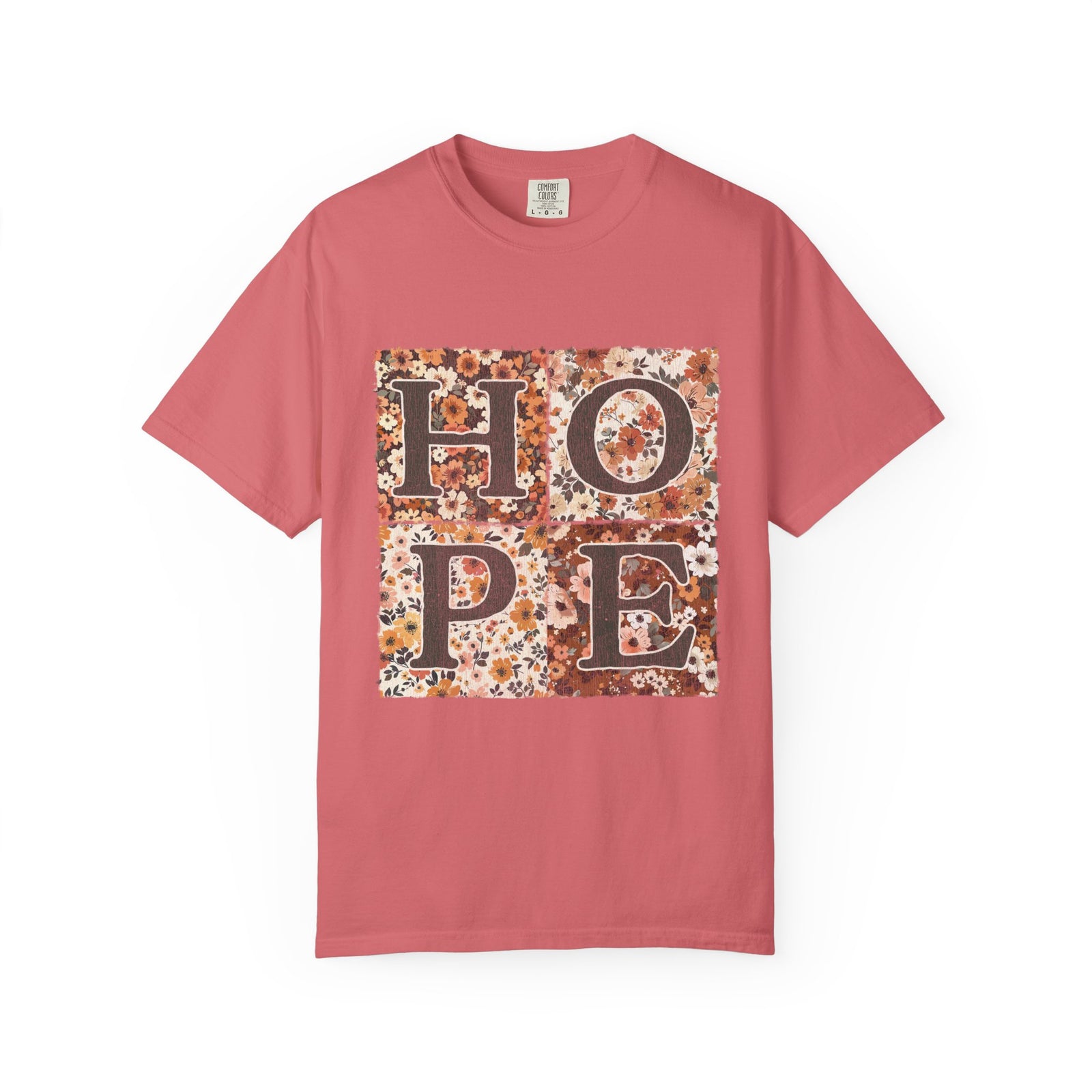 Hope Floral Patchwork Distressed T-Shirt Vintage Inspirational Tee