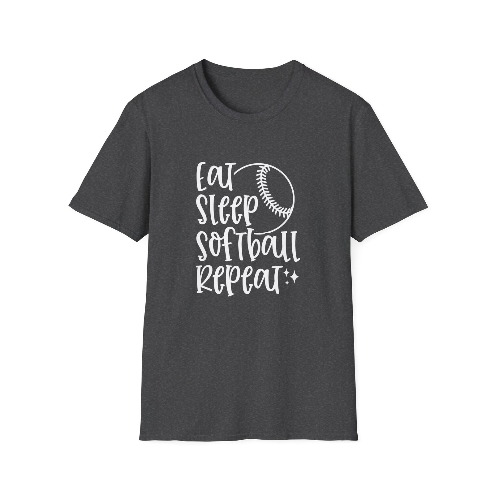 Eat Sleep Softball Repeat Graphic T-Shirt Cute Sports Mom Tee (12 Team Colors)