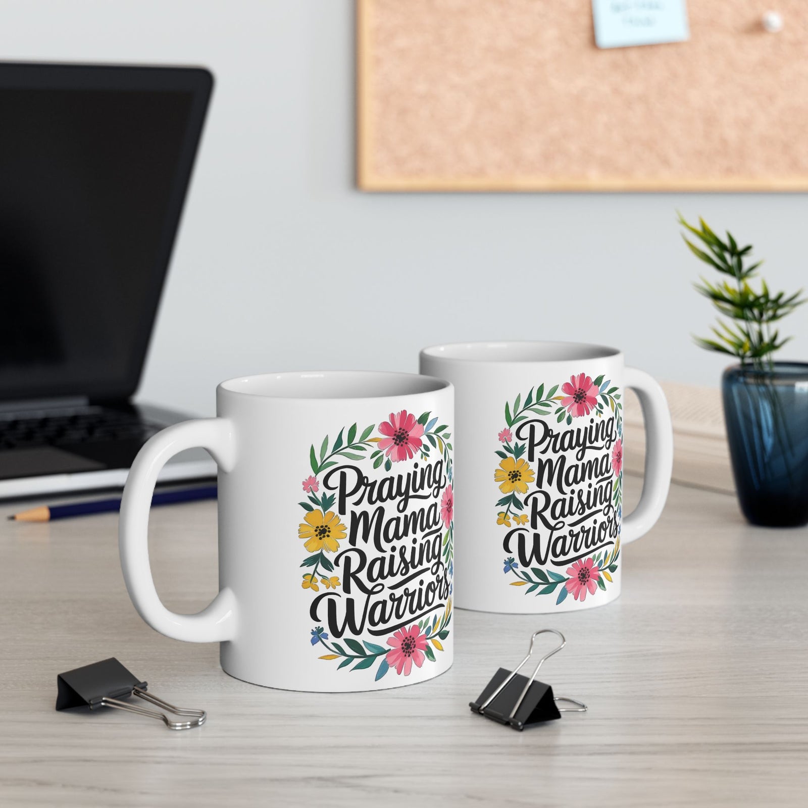 Praying Mama Raising Warriors Cute Ceramic Mug Coffee Cup (11oz & 15oz)