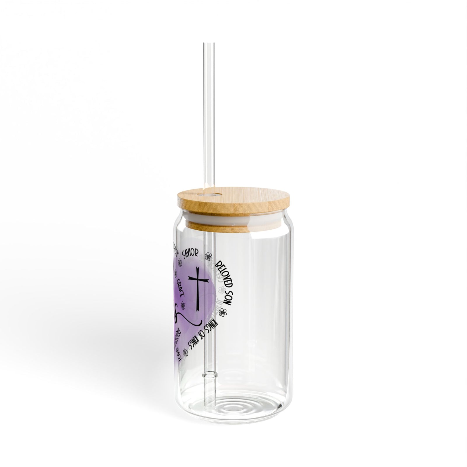 Jesus is King of Kings Christian Tumbler Sipper Glass 16oz — Reusable Drink Jar with Lid & Straw - Sydney So Sweet
