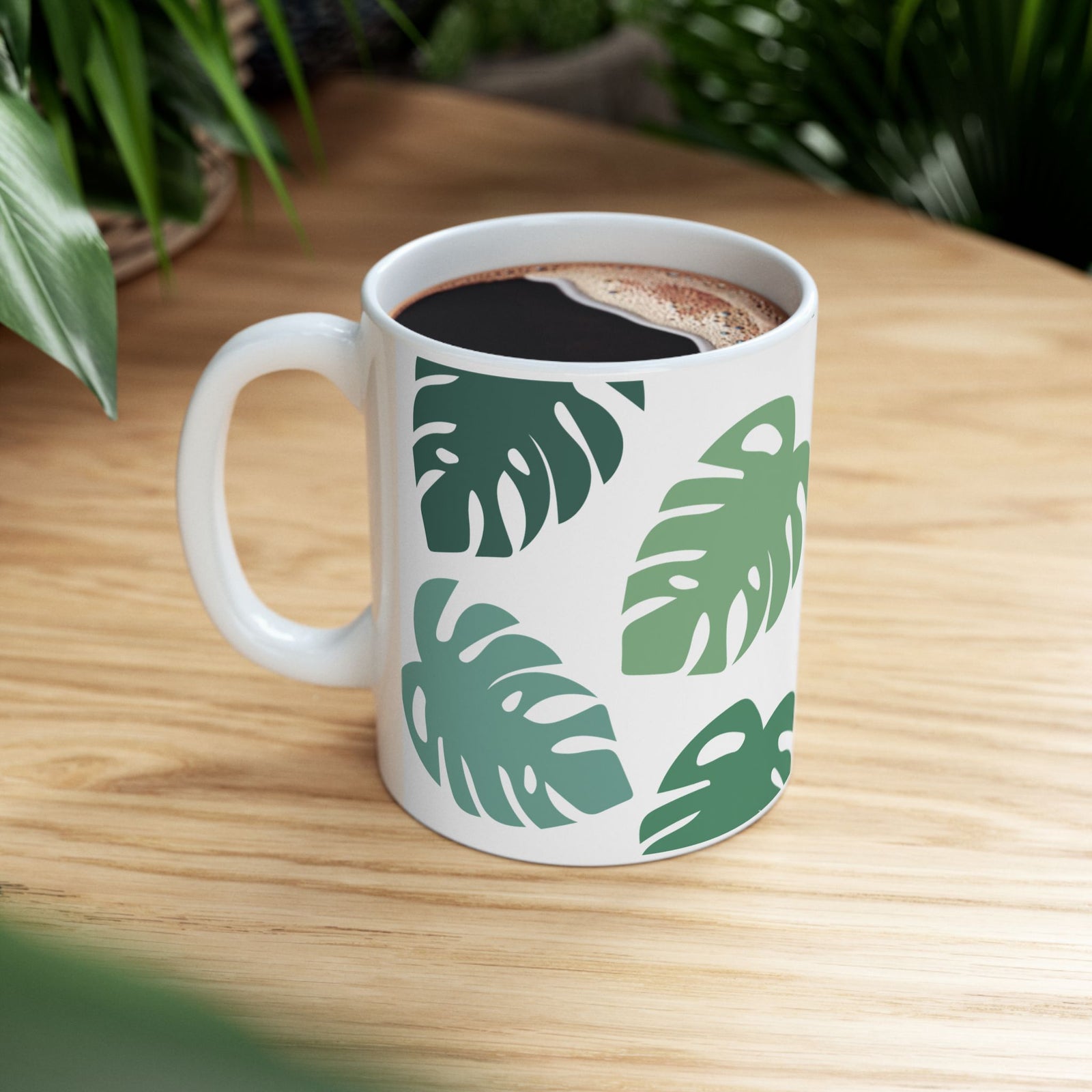 Monstera Leaf Cute Ceramic Mug Coffee Cup (11oz & 15oz)