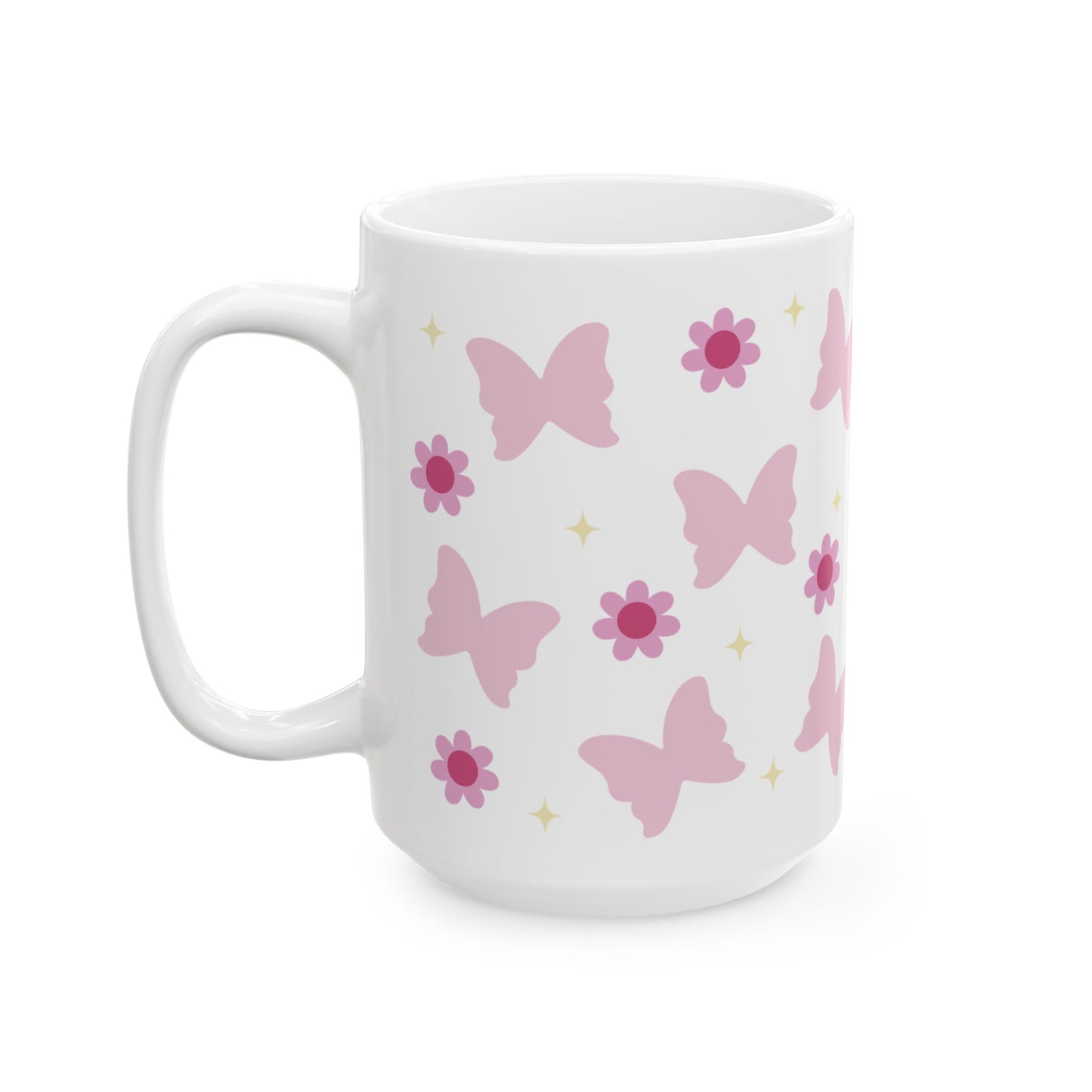 Butterflies & Daisies Cute Ceramic Mug Coffee Cup (11oz & 15oz)