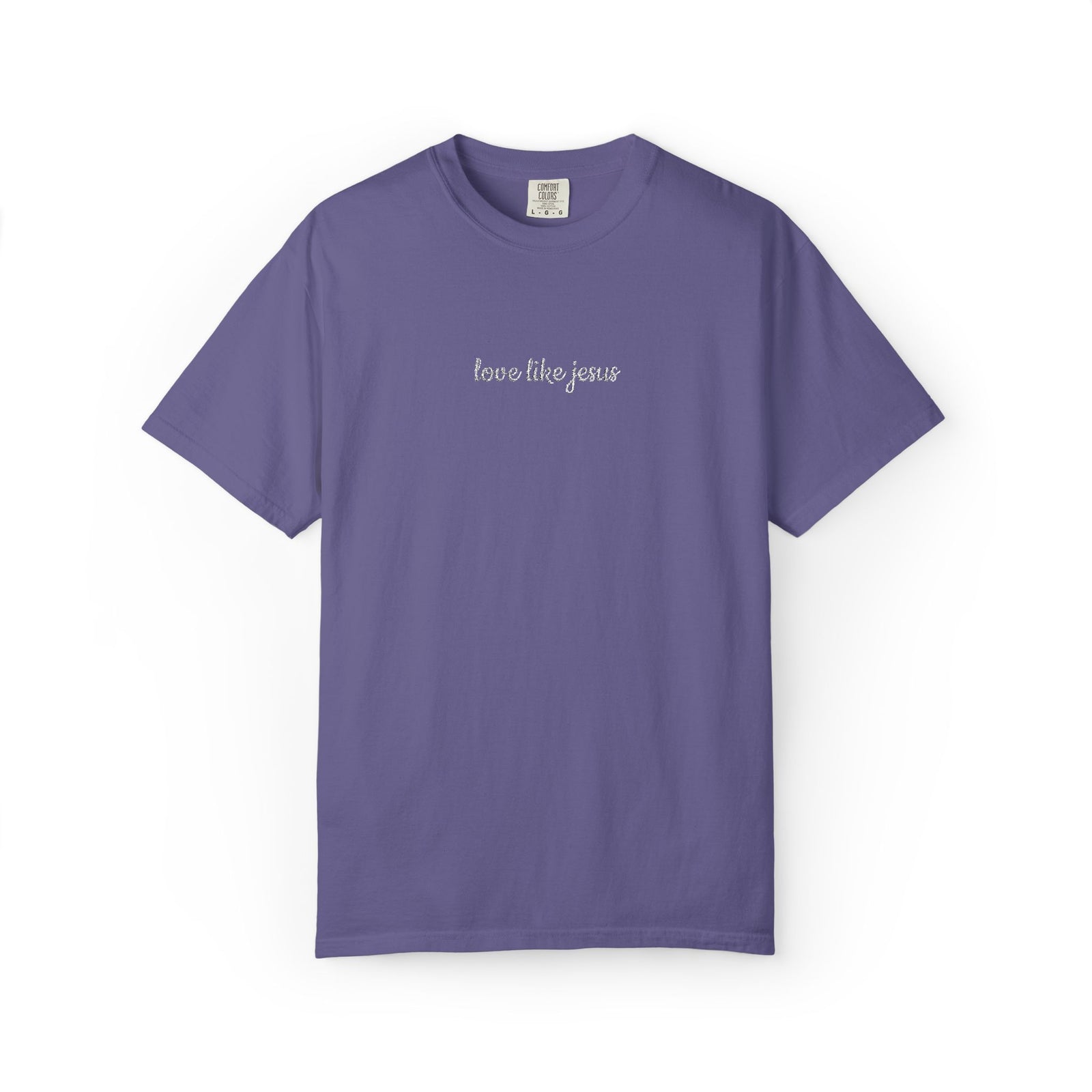 Love Like Jesus Embroidered Script Tee Christian T-Shirt