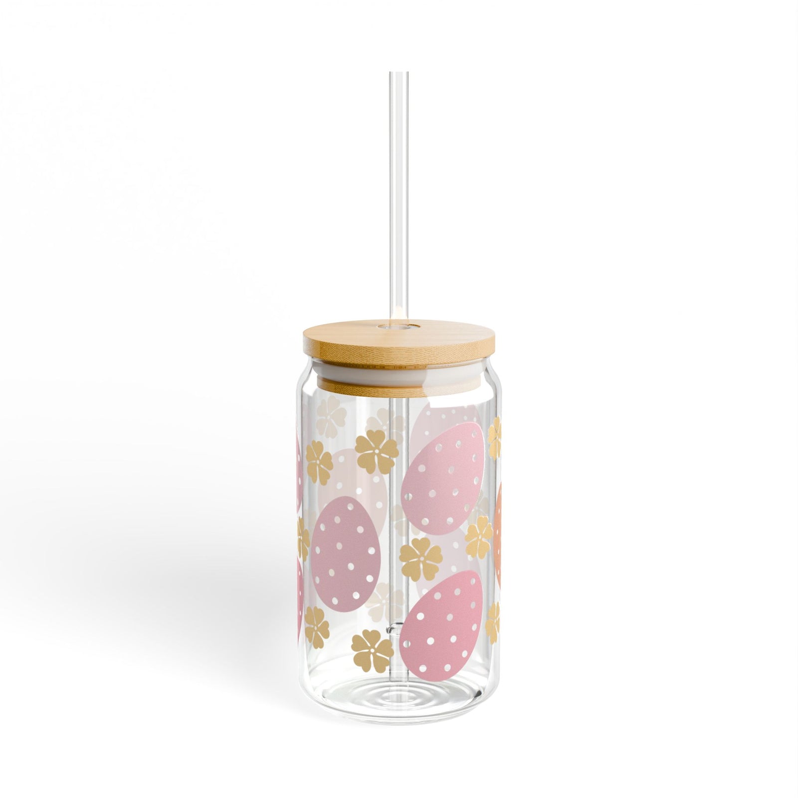 Easter Egg Tumbler Sipper Glass 16oz — Reusable Drink Jar with Lid & Straw