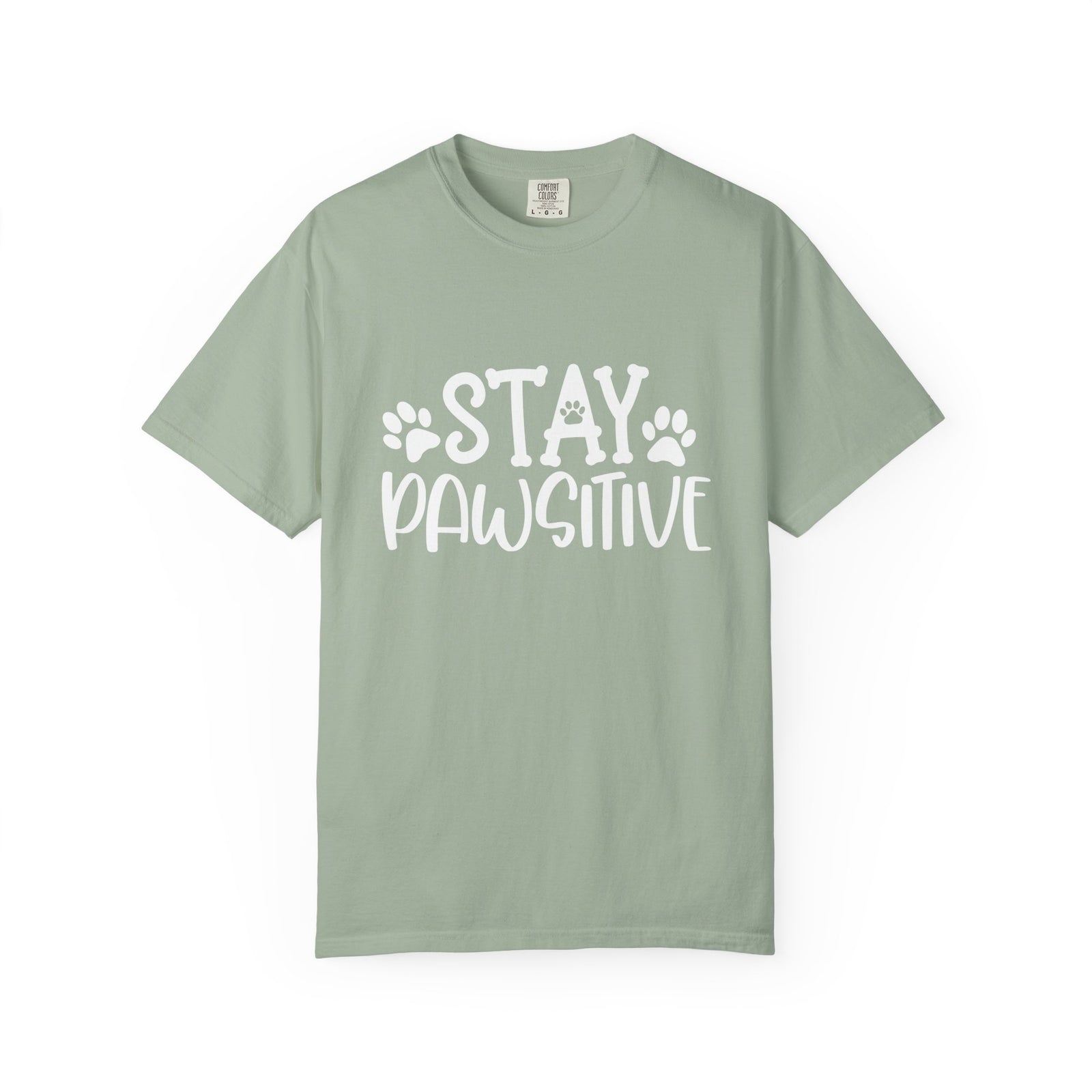 Stay Paw-sitive Paw Print T-Shirt Cute Dog Mom Graphic Tee