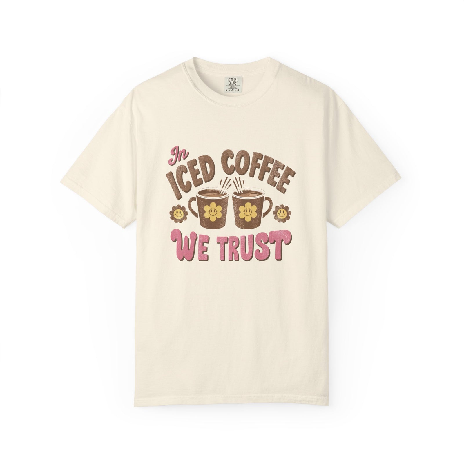 In Iced Coffee We Trust T-Shirt Vintage Distressed Coffee Lover Graphic Tee