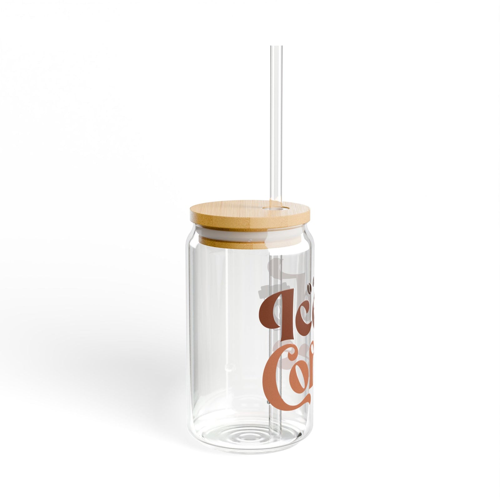 Iced Coffee Classic Sipper Glass 16oz Reusable Drink Jar with Lid & Straw