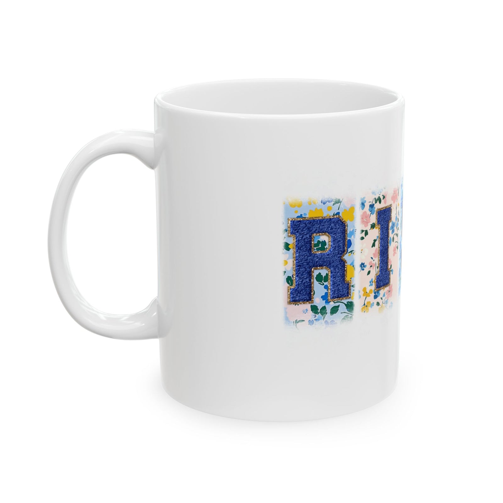 Risen Floral Faux Patch Christian Easter Ceramic Mug Coffee Cup (11oz & 15oz)