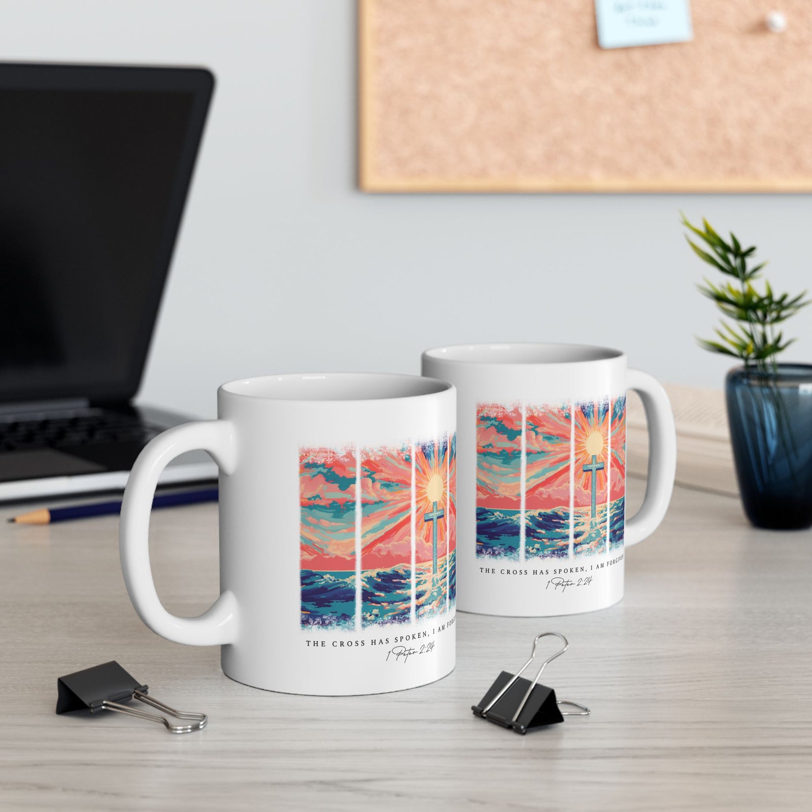 The Cross Has Spoken I am Forgiven Christian Ceramic Mug Coffee Cup (11oz & 15oz)