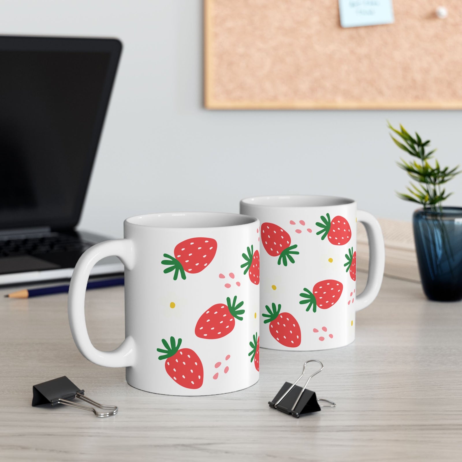 Strawberries Cute Ceramic Mug Coffee Cup (11oz & 15oz)