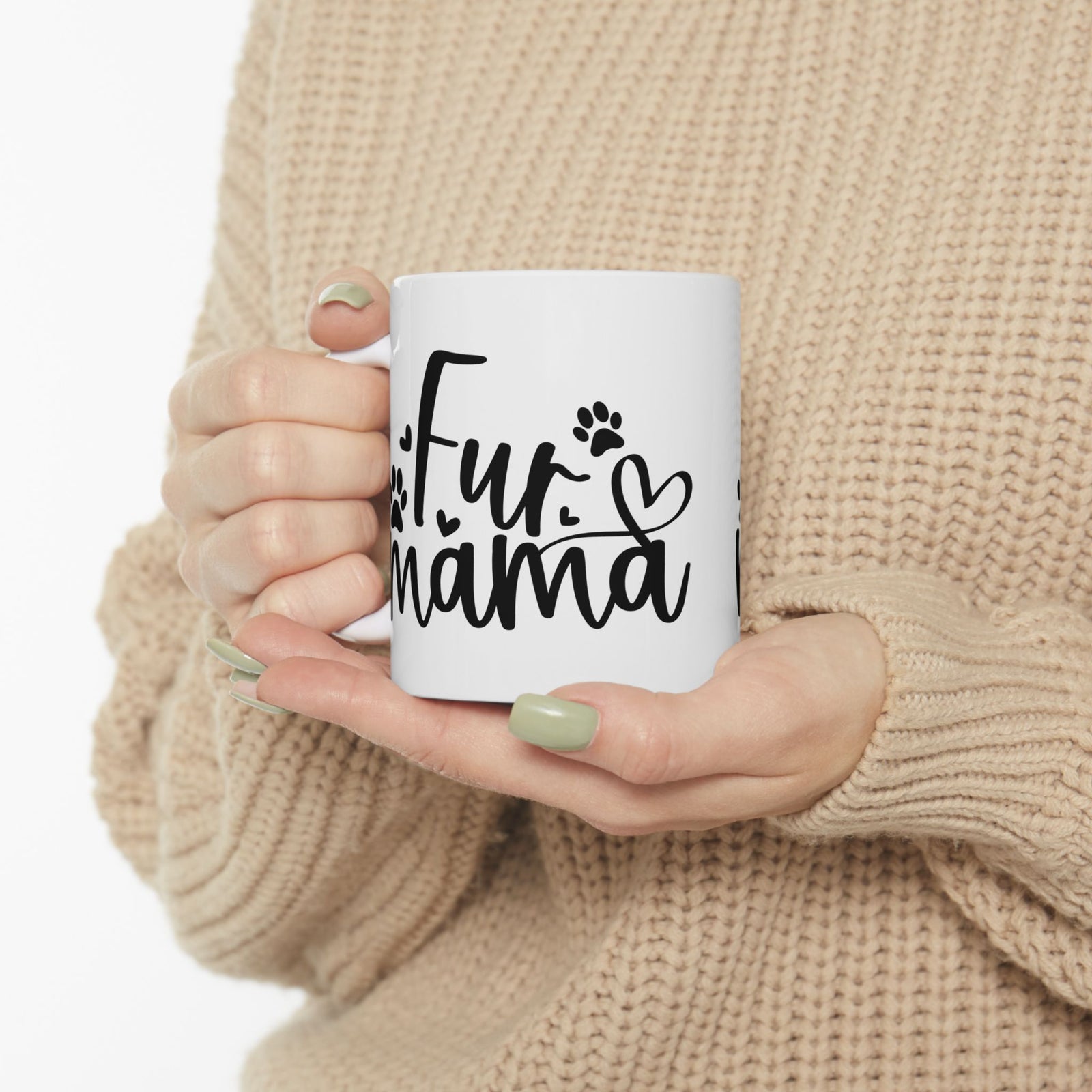 Fur Mama Paw Print Dog & Cat Lovers Cute Ceramic Mug Coffee Cup (11oz & 15oz)