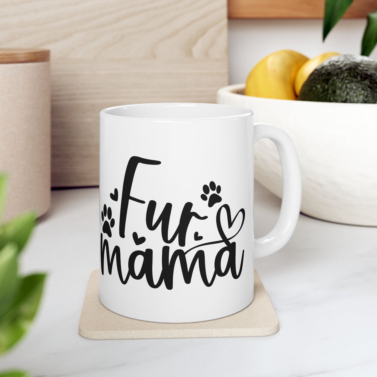 Fur Mama Paw Print Dog & Cat Lovers Cute Ceramic Mug Coffee Cup (11oz & 15oz)