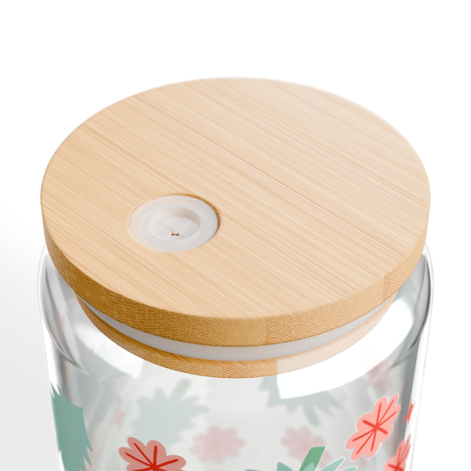 Holly Jolly Christmas Holiday 16 oz reusable glass drink jar with lid and straw
