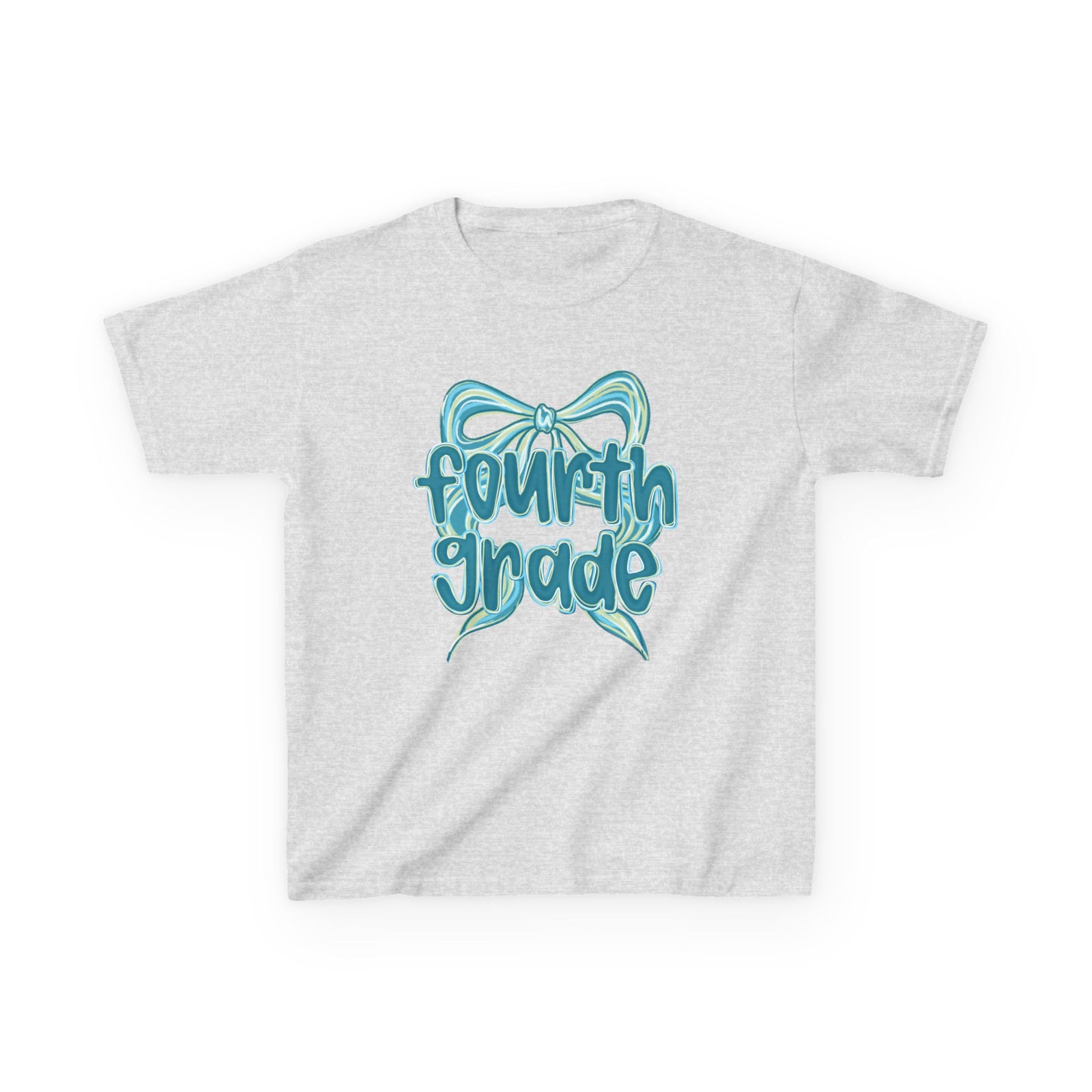 Fourth Grade Kids Tee Cute Blue Coquette Bow Back to School 4th Grade T-Shirt