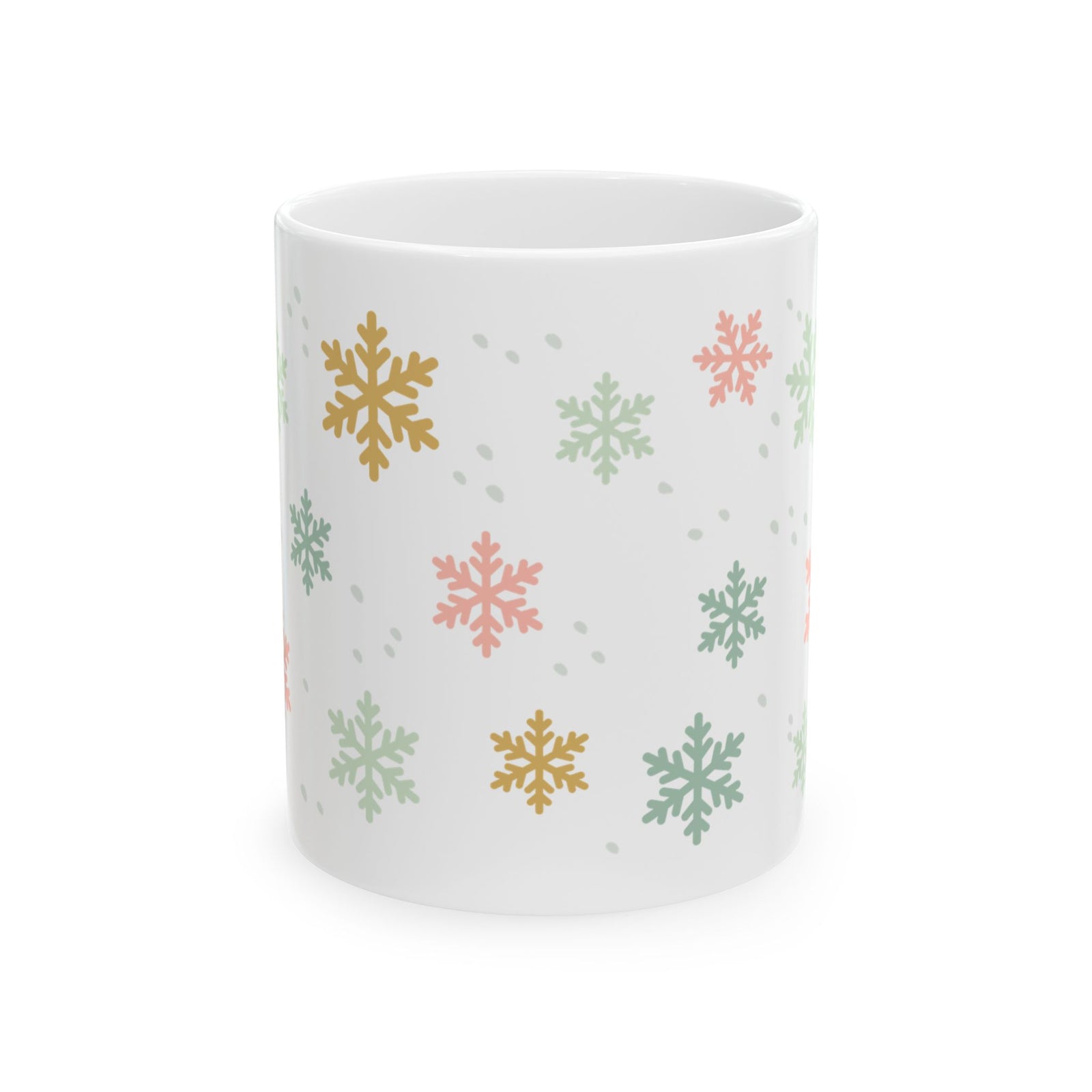Pastel Snowflake Winter Christmas Ceramic Mug Coffee Cup (11oz & 15oz)