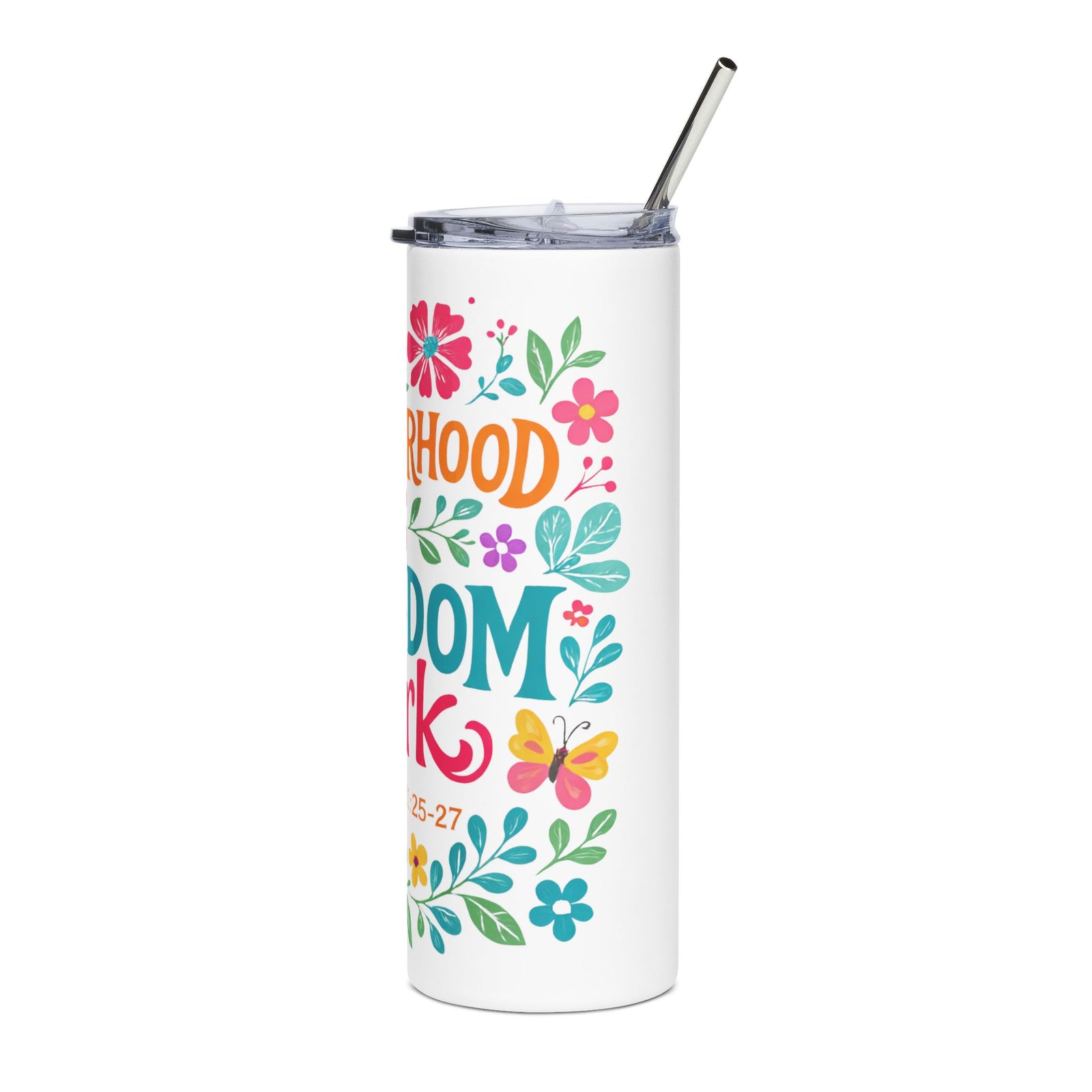 Motherhood Is Kingdom Work 20oz Floral Stainless Steel Tumbler Insulated Travel Cup