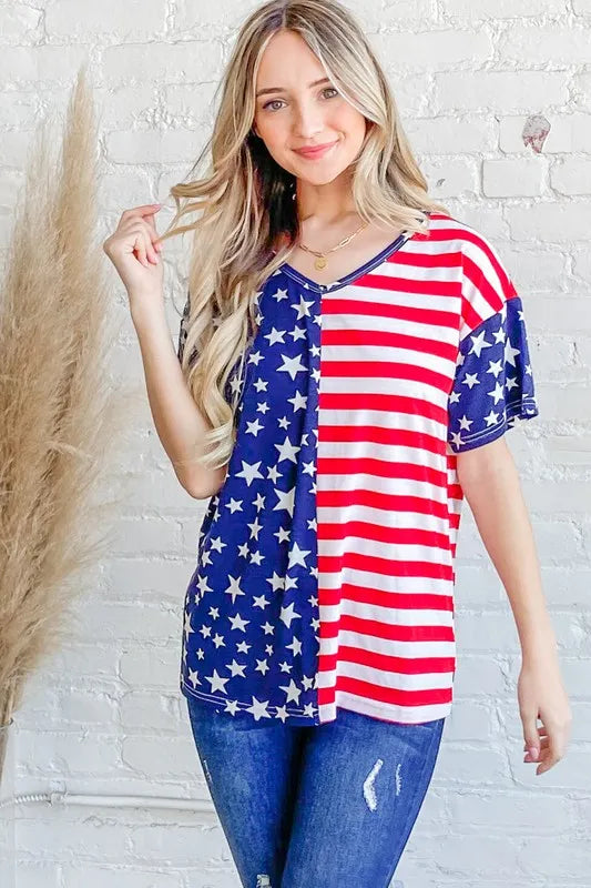 And The Why American Flag Short Sleeve Top - Sydney So Sweet