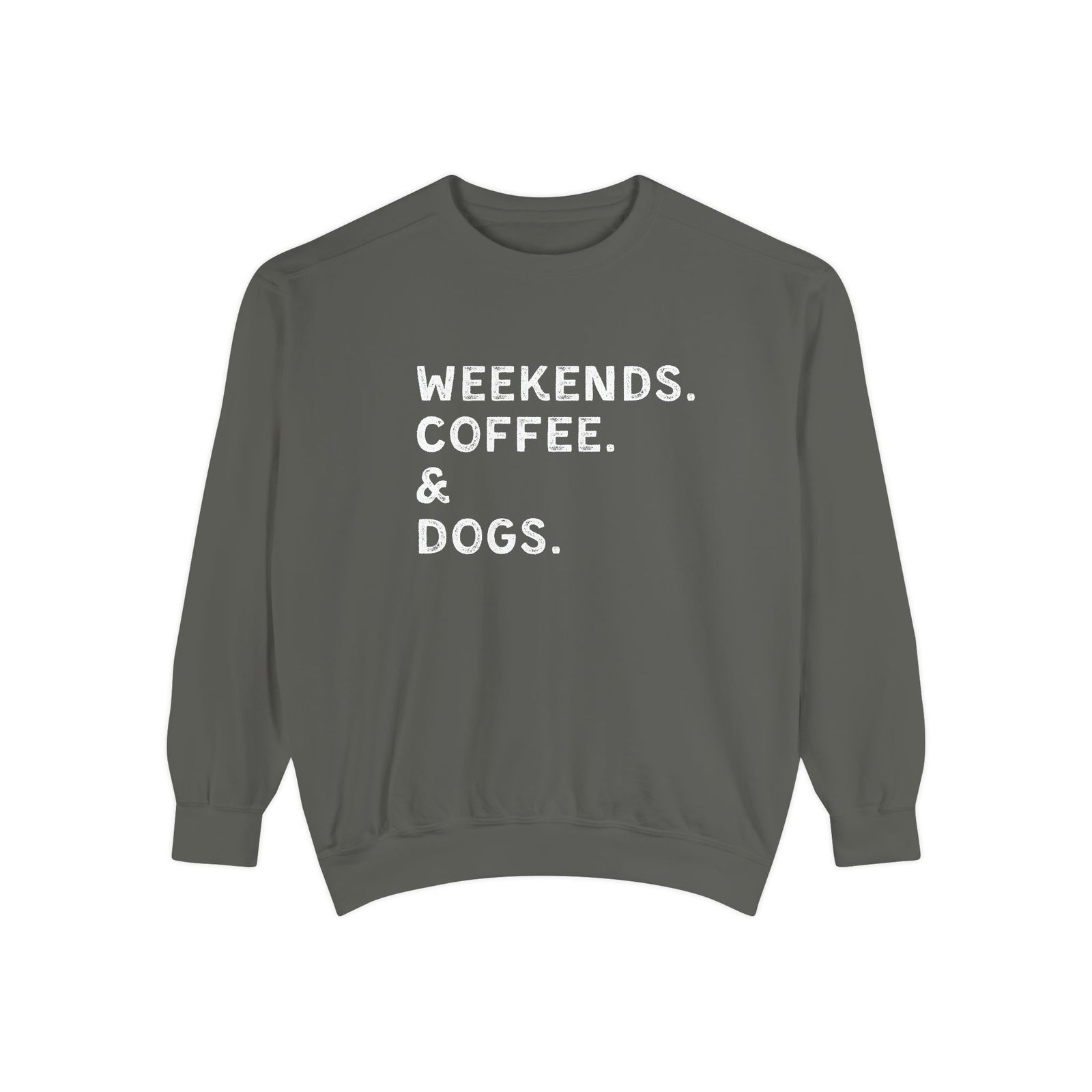 Weekends, Coffee, & Dogs Comfort Colors Crew Neck Pullover Unisex Sweatshirt