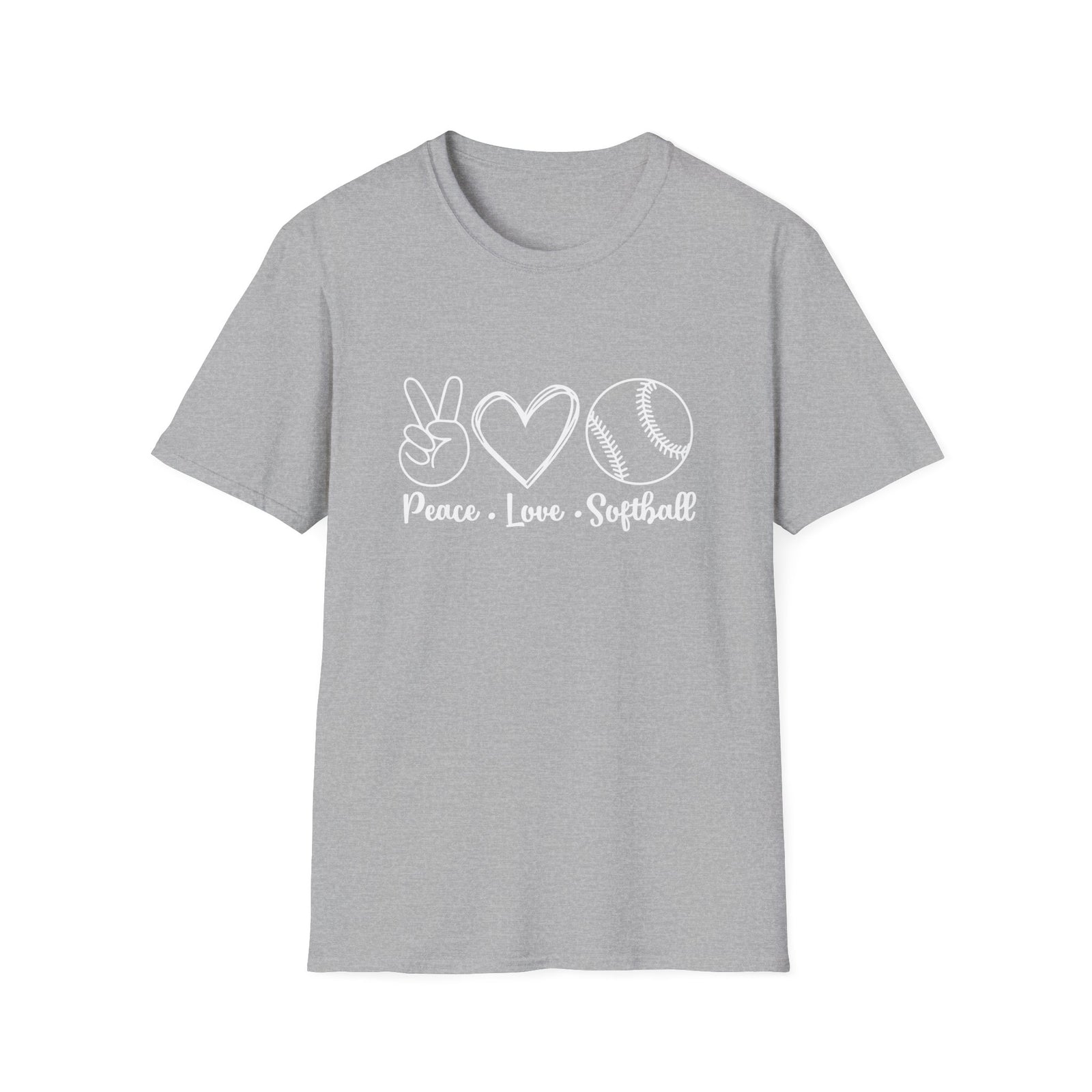 Peace Love Softball Repeat Graphic T-Shirt Cute Sports Mom Tee (12 Team Colors)