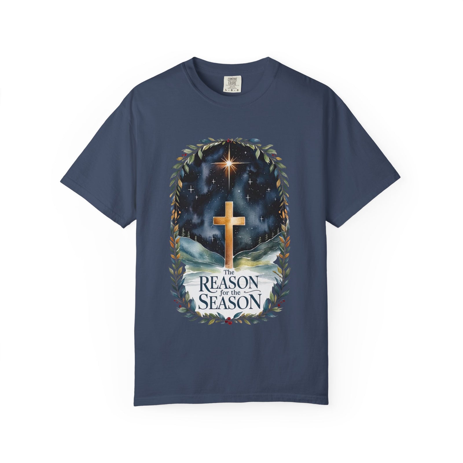 The Reason for the Season Christmas T-Shirt Christian Cross Graphic Tee