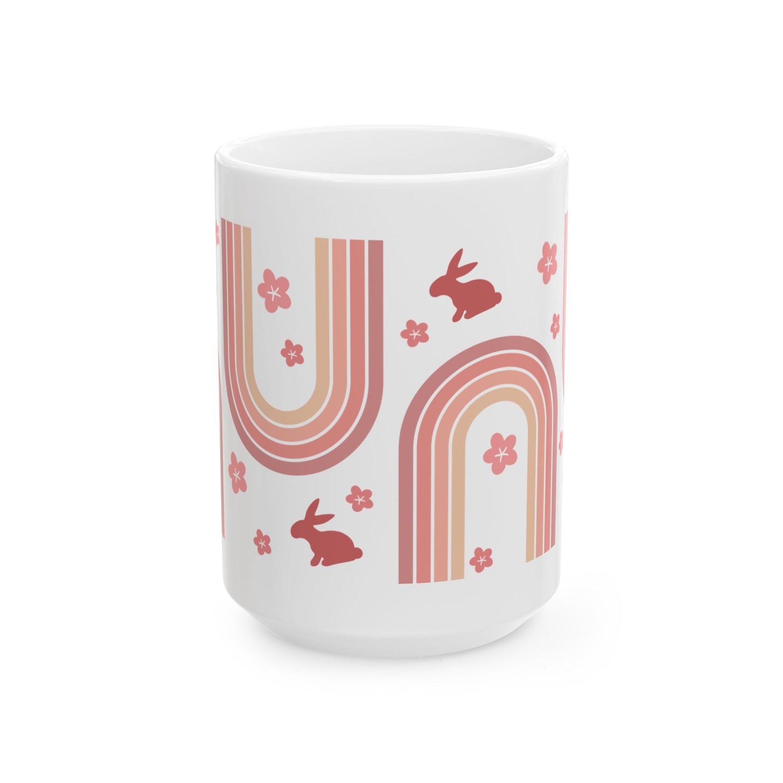 Retro Rainbow Bunny Cute Ceramic Mug Coffee Cup (11oz & 15oz)