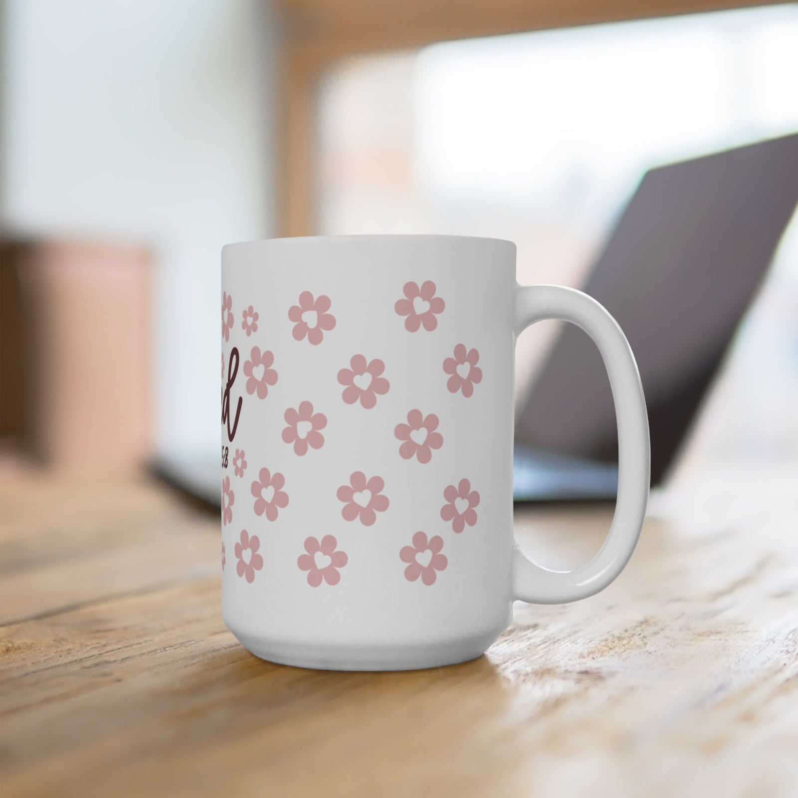Loved Romans 5:8 Ceramic Mug — Floral Christian Inspirational Coffee Cup - Sydney So Sweet