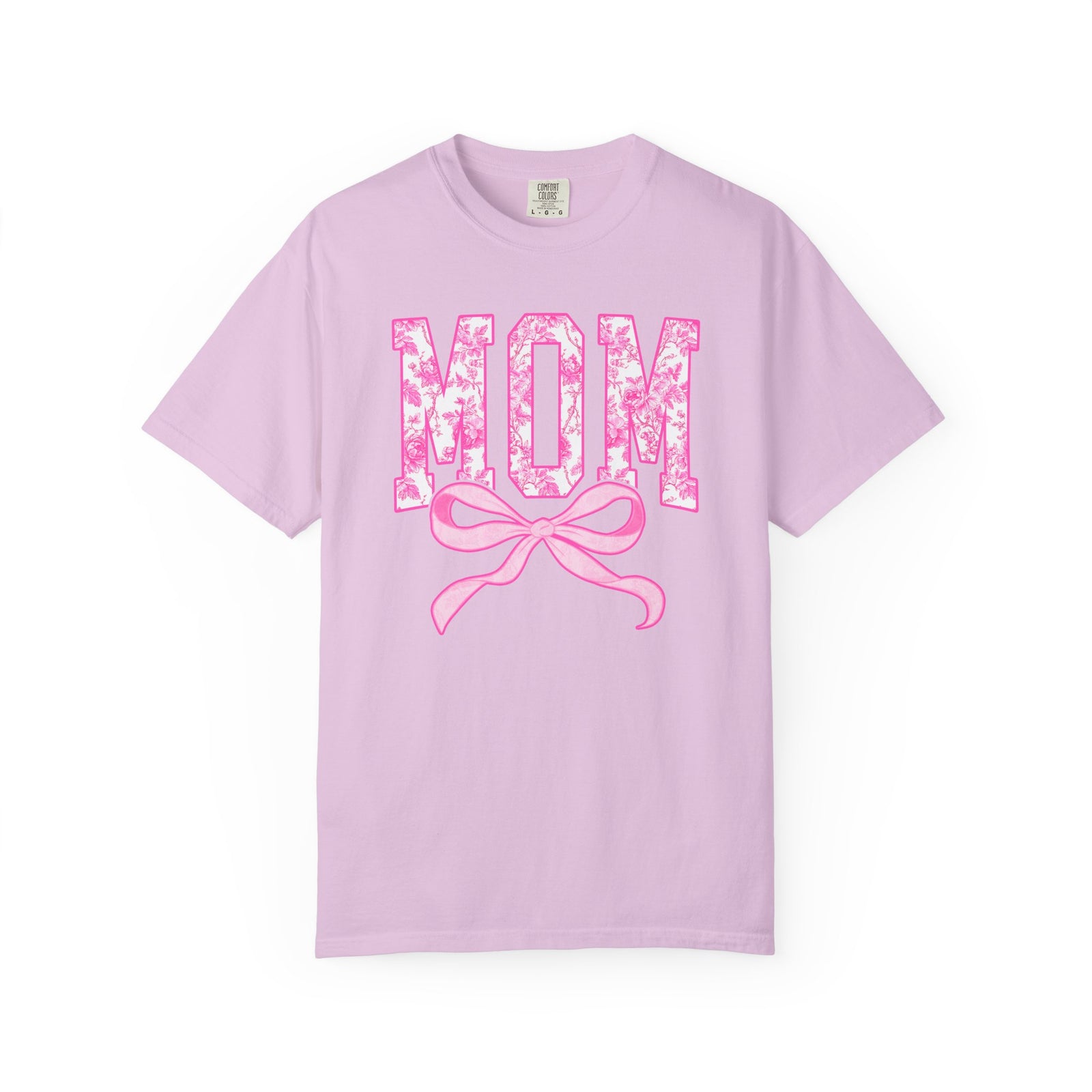 Mom Coquette Pink Toile Bow T-Shirt Cute Mama Graphic Tee