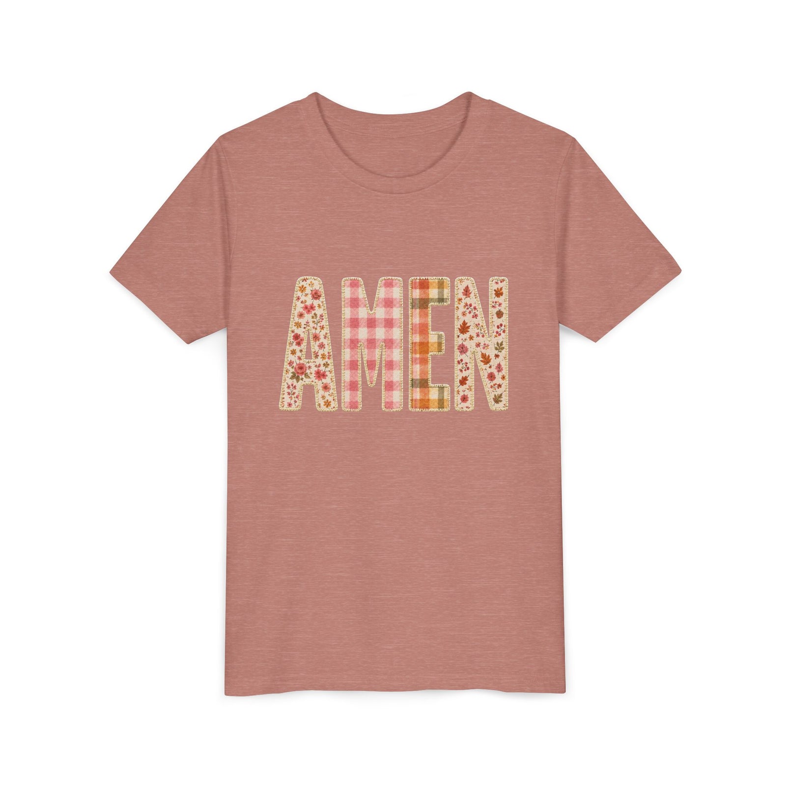 AMEN Floral Plaid Tee Kids Christian Graphic T-Shirt