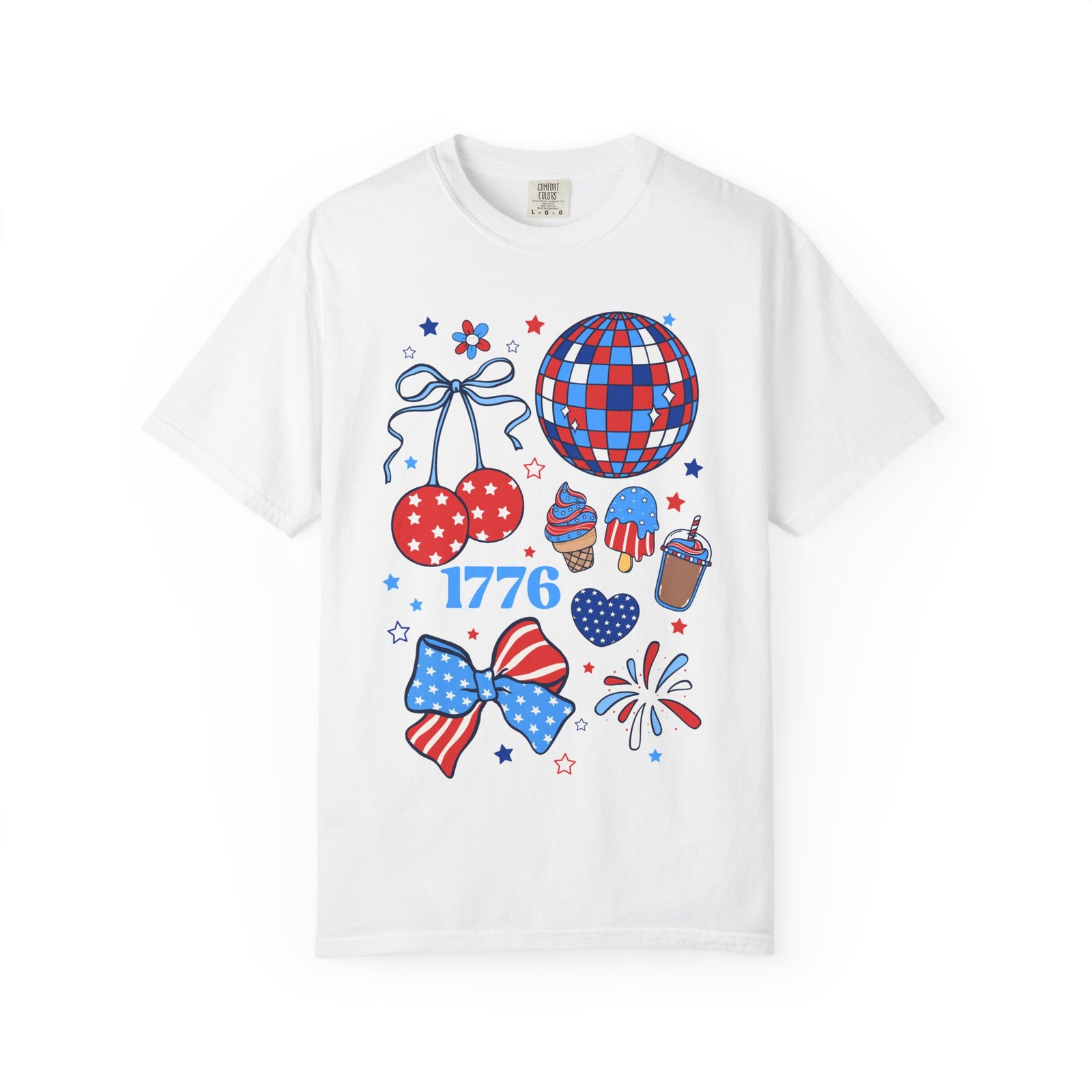 1776 Patriotic Graphic T-Shirt Americana 4th of July Icons Tee