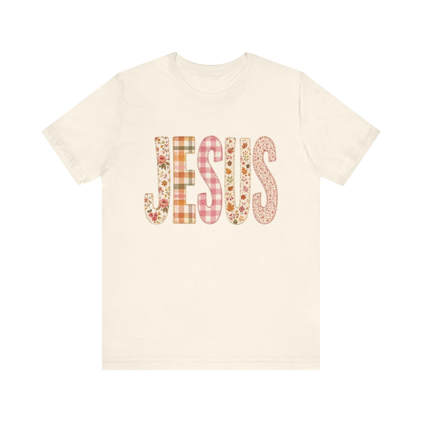 JESUS Floral Plaid Tee Women's Christian Graphic T-Shirt