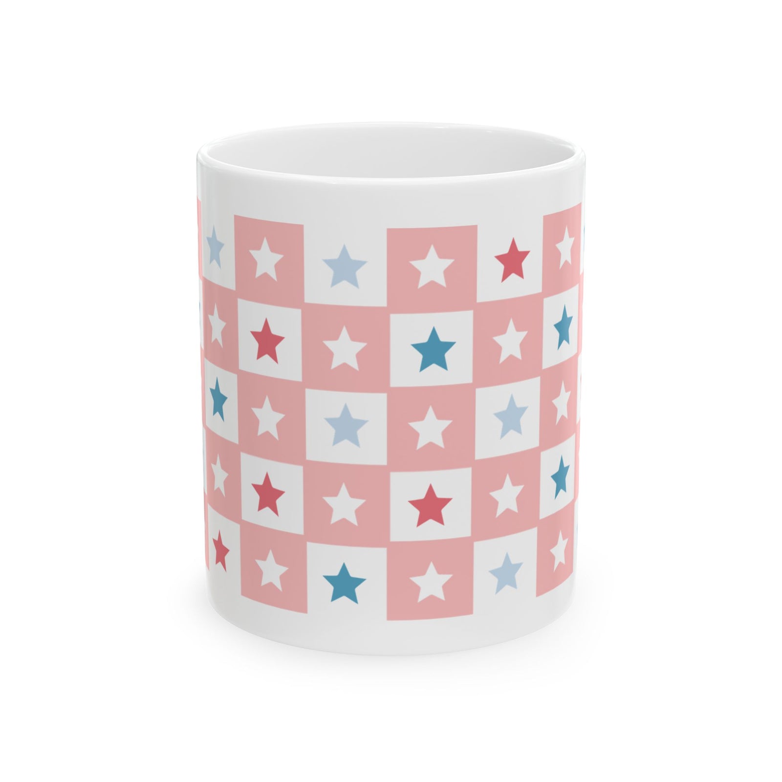 Checkered Stars Cute Ceramic Mug Coffee Cup (11oz & 15oz)