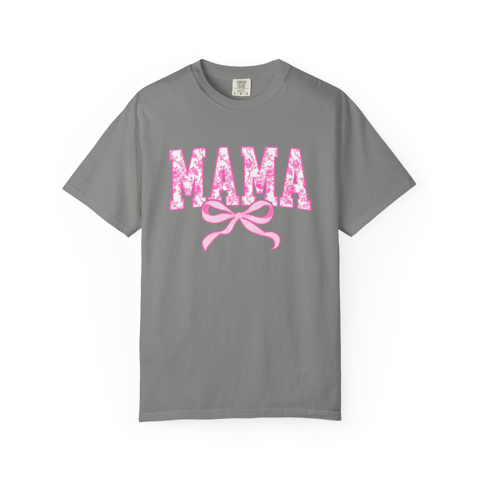 Mama Coquette Pink Toile Bow T-Shirt Cute Mom Graphic Tee