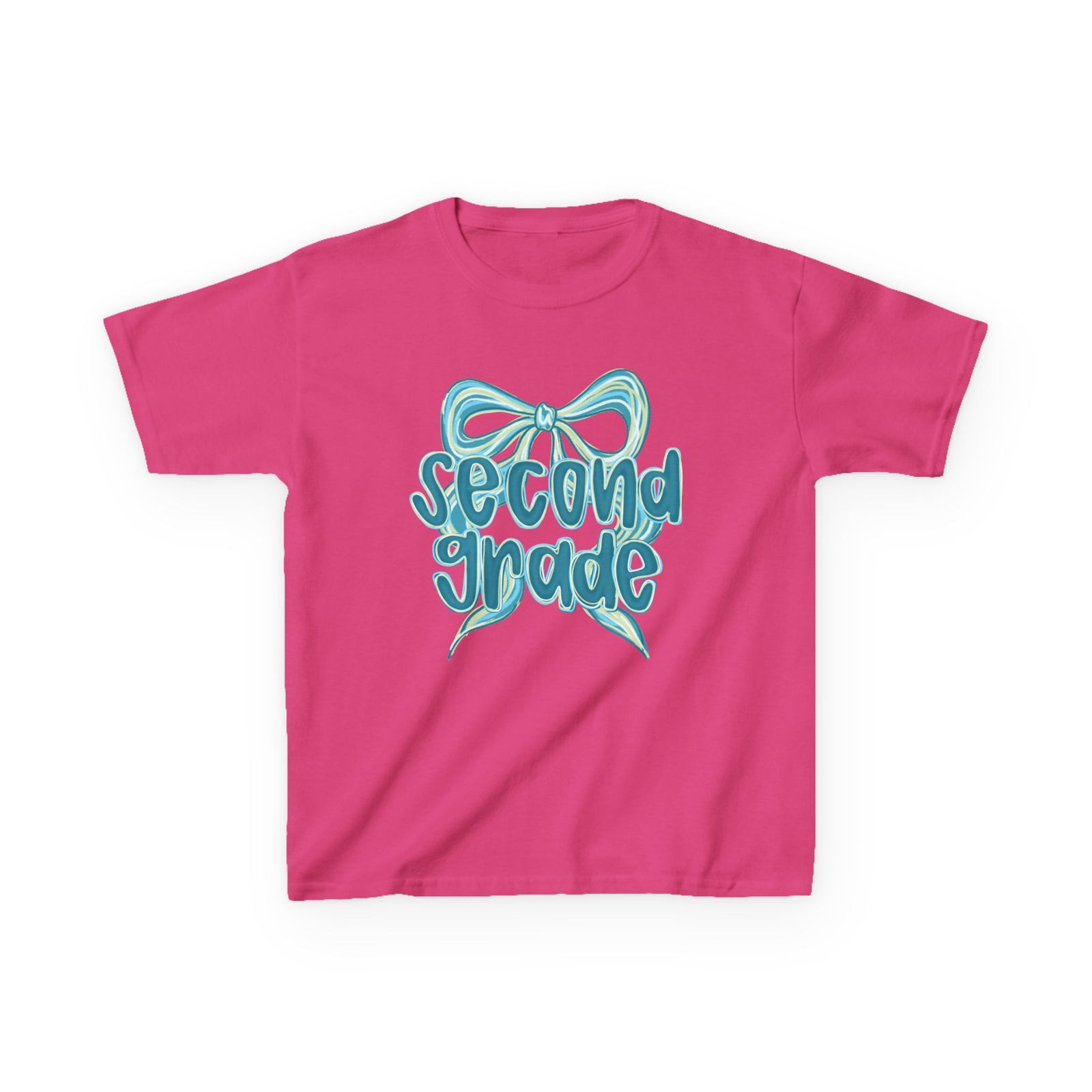 Second Grade Kids Tee Cute Blue Coquette Bow Back to School 2nd Grade T-Shirt