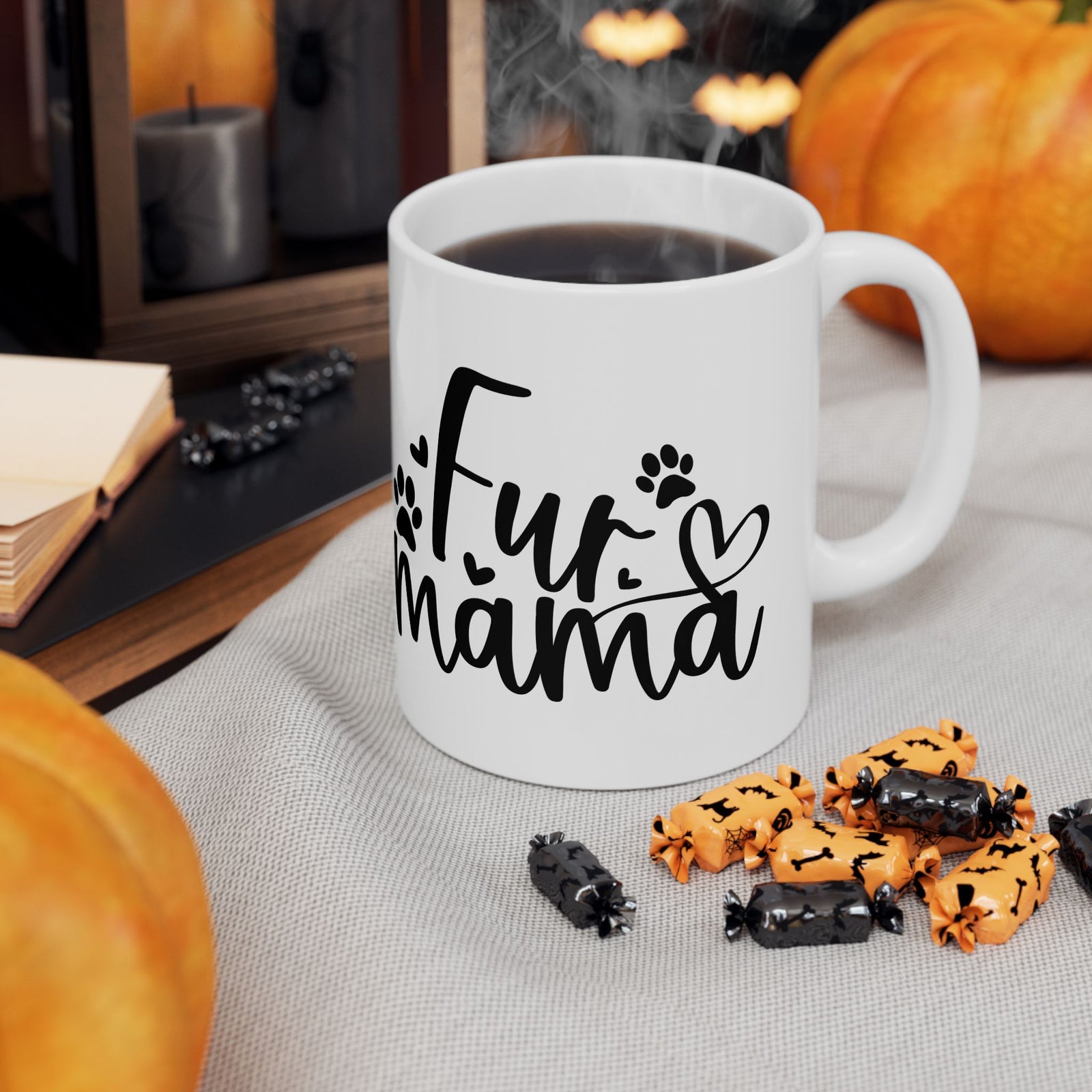 Fur Mama Paw Print Dog & Cat Lovers Cute Ceramic Mug Coffee Cup (11oz & 15oz)