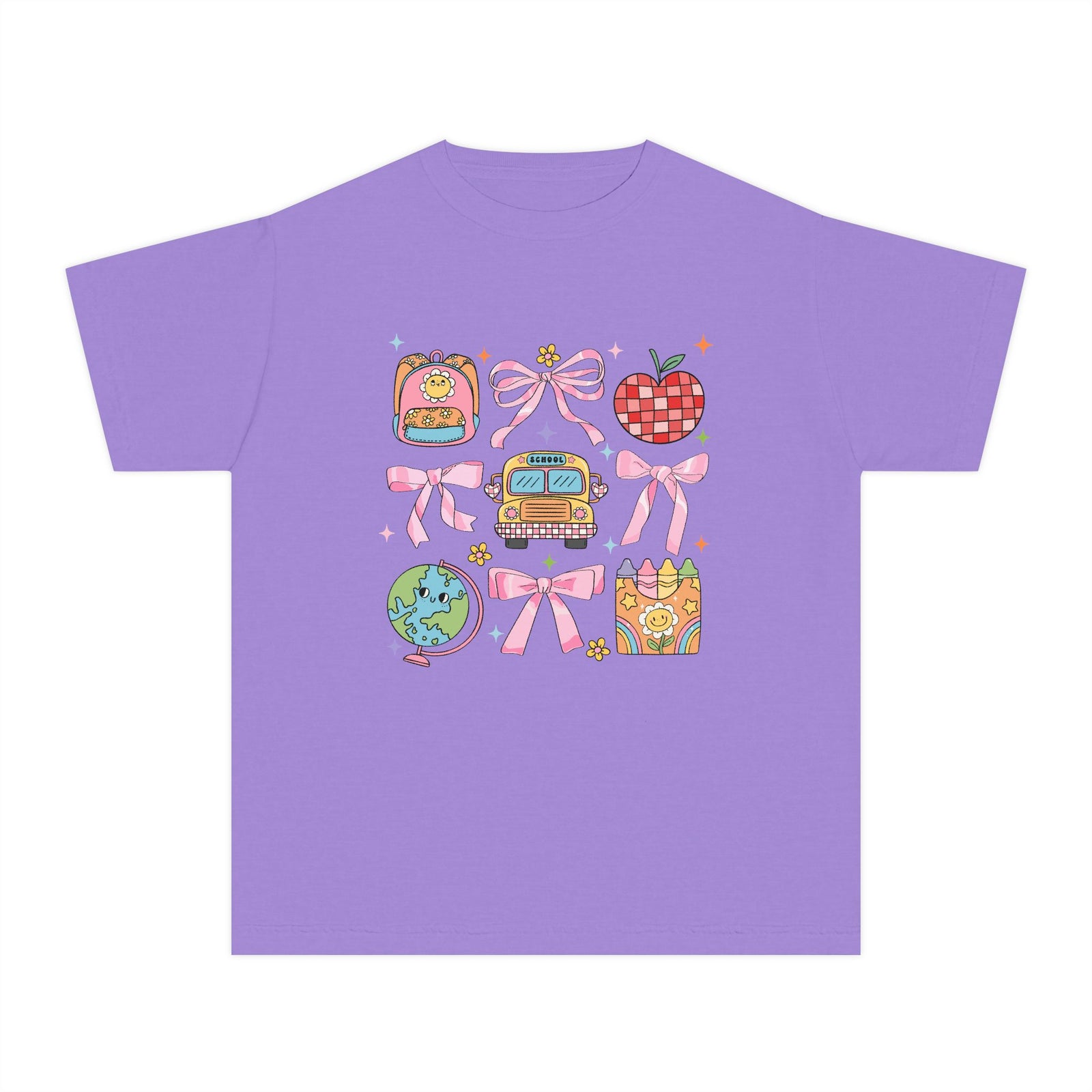 Coquette Back to School Bow Graphic Tee Kids Preppy Cute T-Shirt