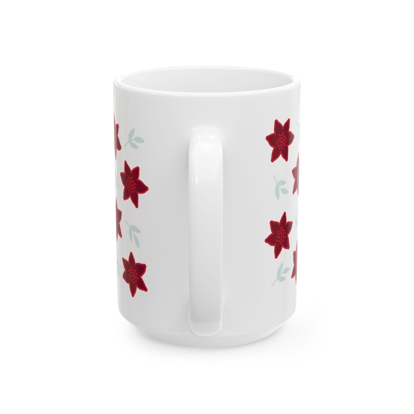 Poinsettia Christmas Flowers Ceramic Mug Coffee Cup (11oz & 15oz)