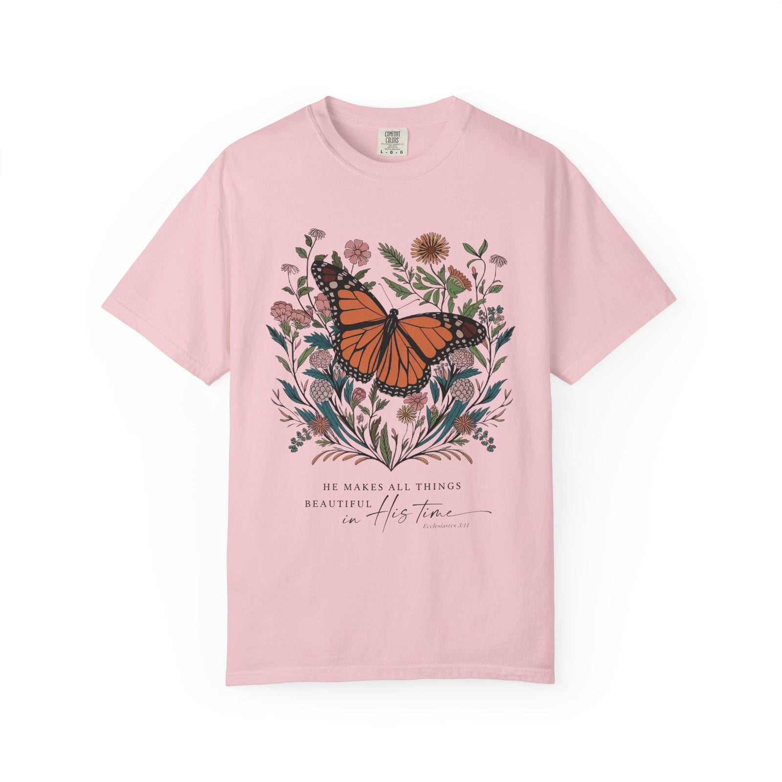 He Makes All Things Beautiful T-Shirt Christian Butterfly Graphic Tee