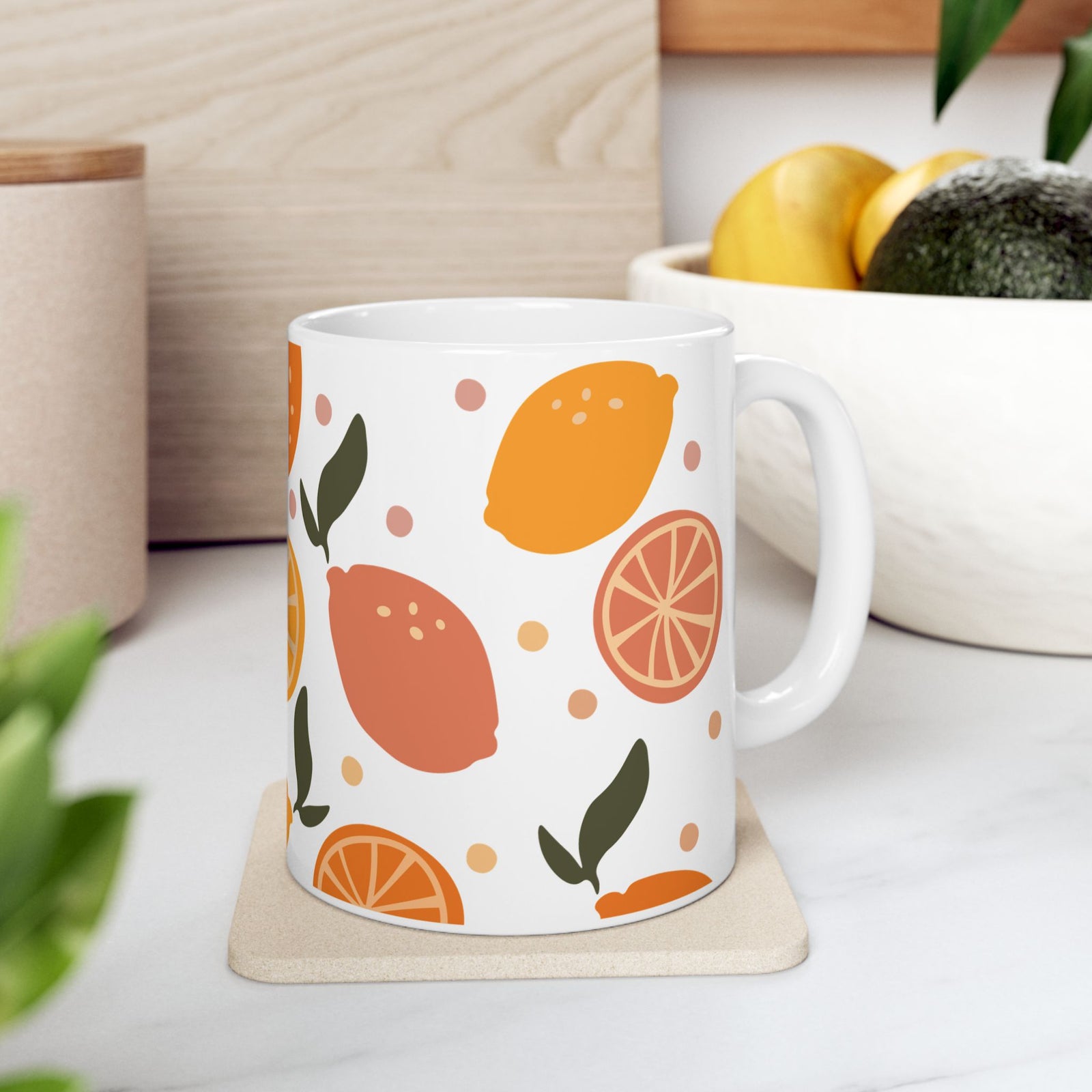 Citrus Orange & Lemon Fruits Ceramic Mug Coffee Cup (11oz & 15oz)