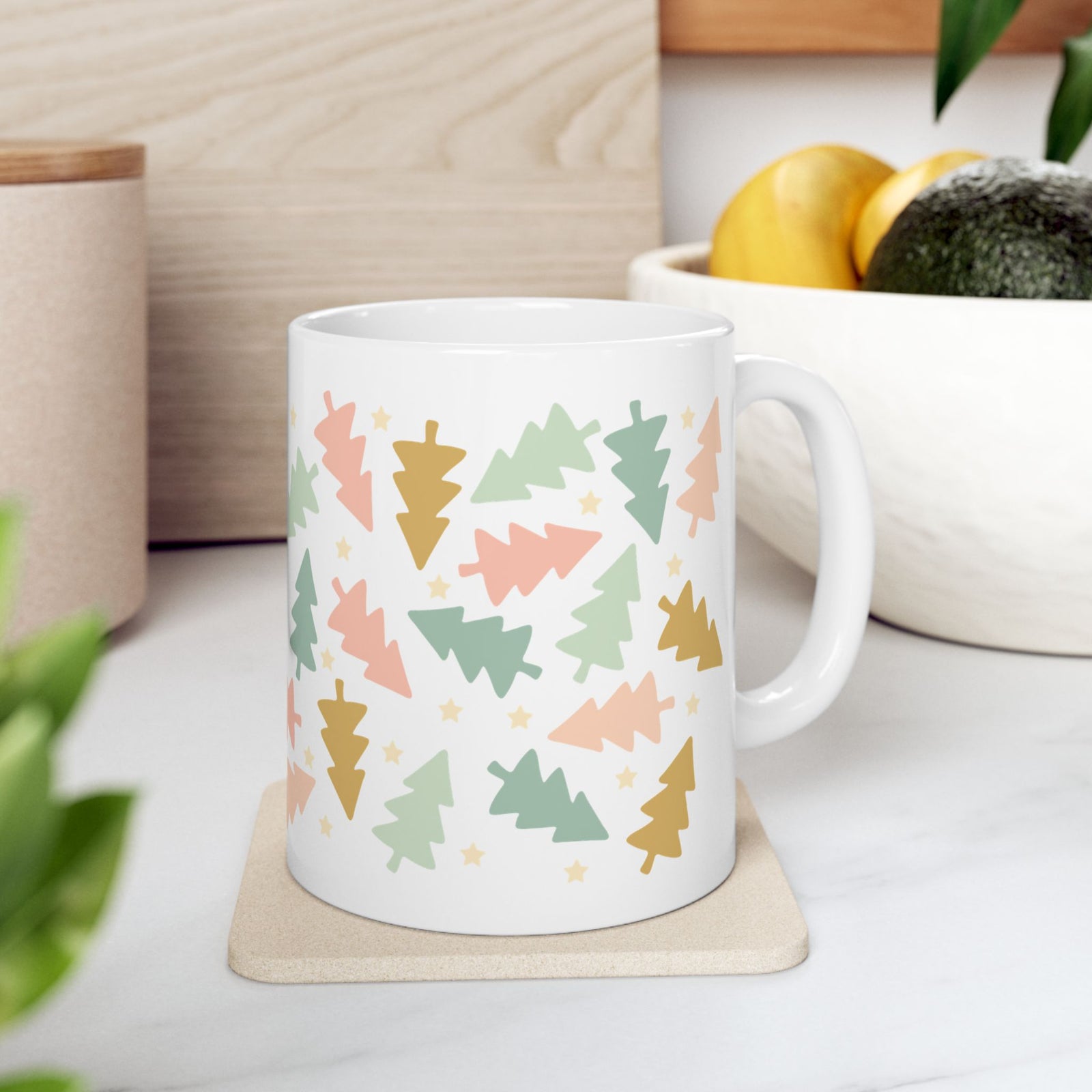 Vintage Christmas Trees Ceramic Mug Coffee Cup (11oz & 15oz)