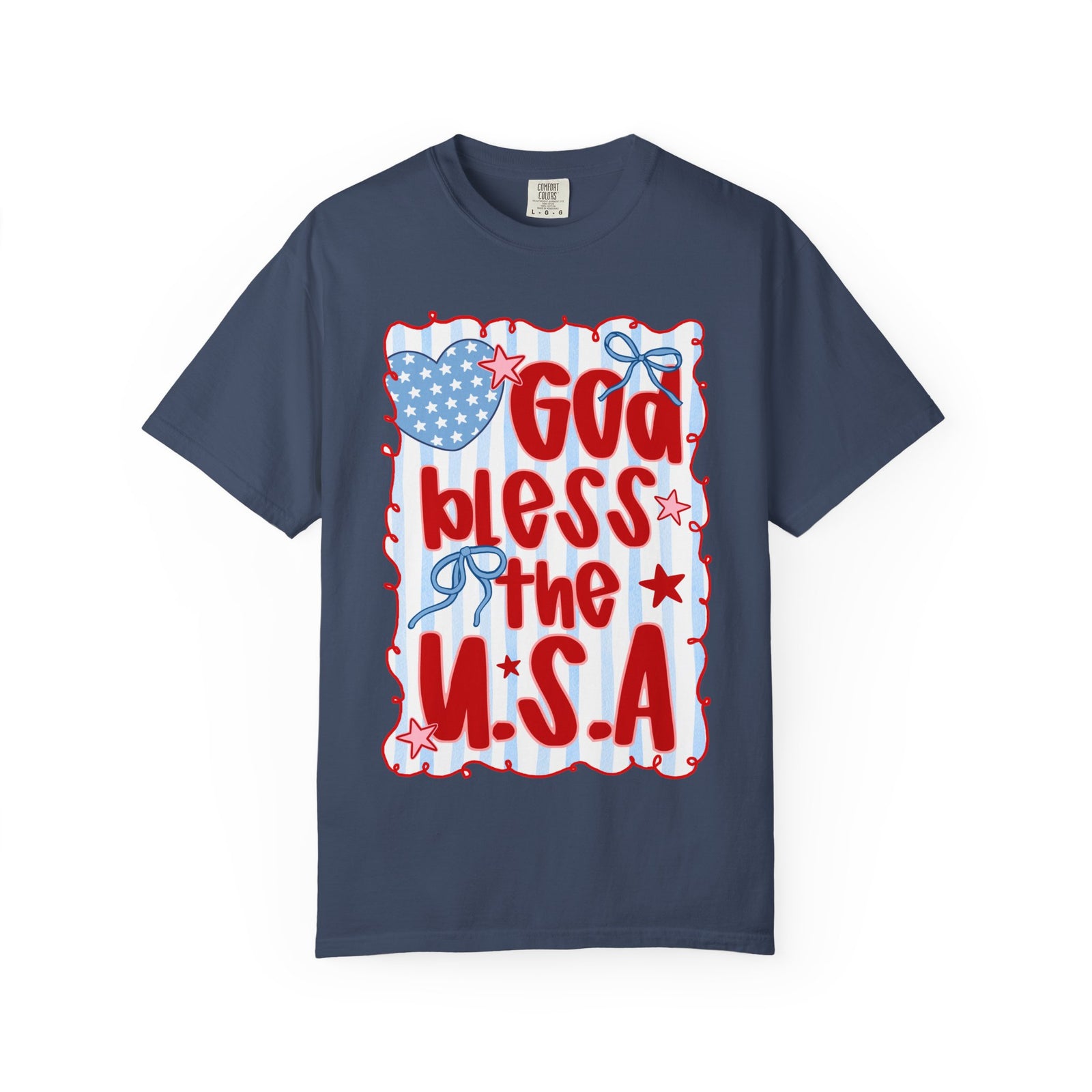 God Bless the U.S.A. Graphic T-Shirt Patriotic 4th of July Tee