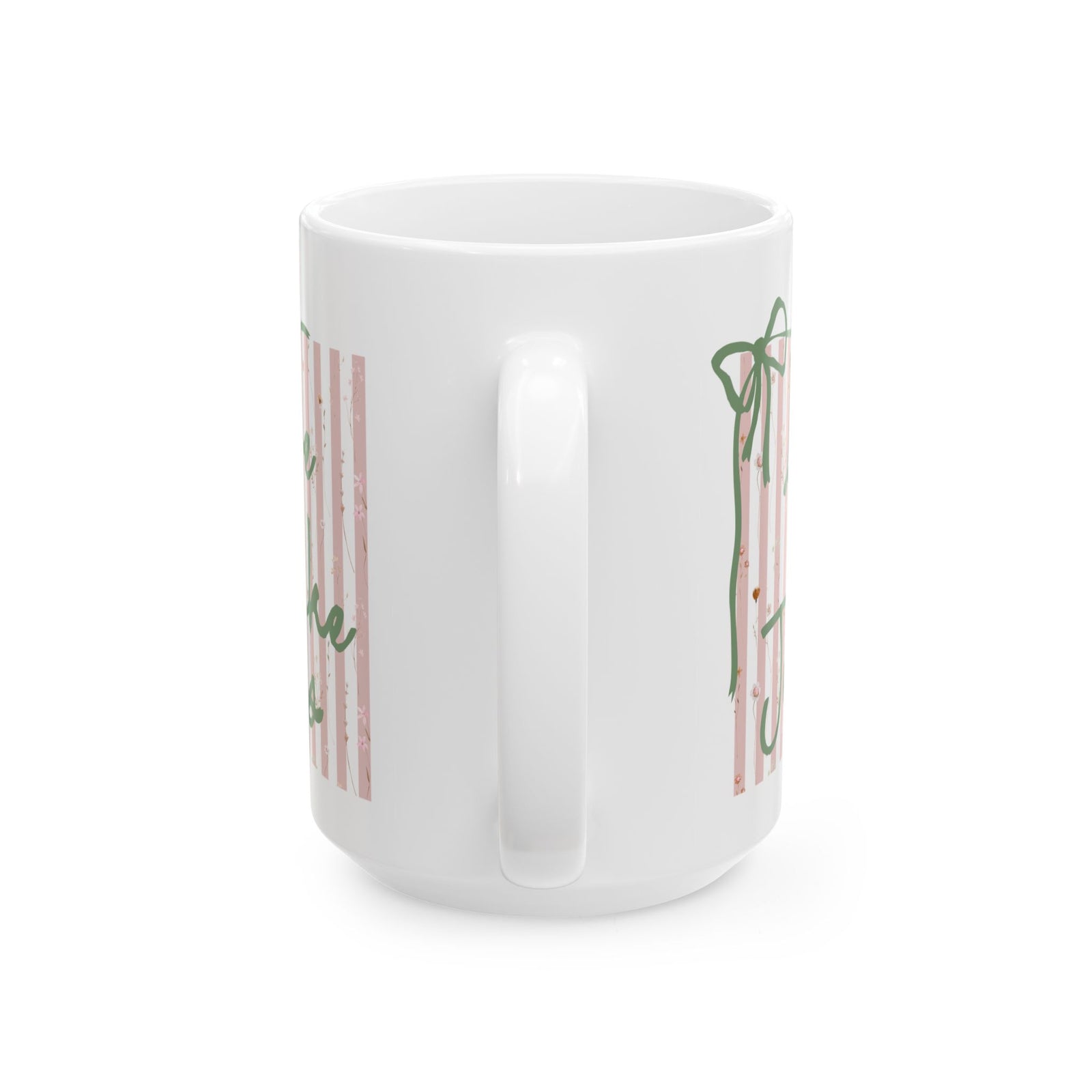 Love Like Jesus Pink Stripe Inspirational Ceramic Mug Coffee Cup (11oz & 15oz)