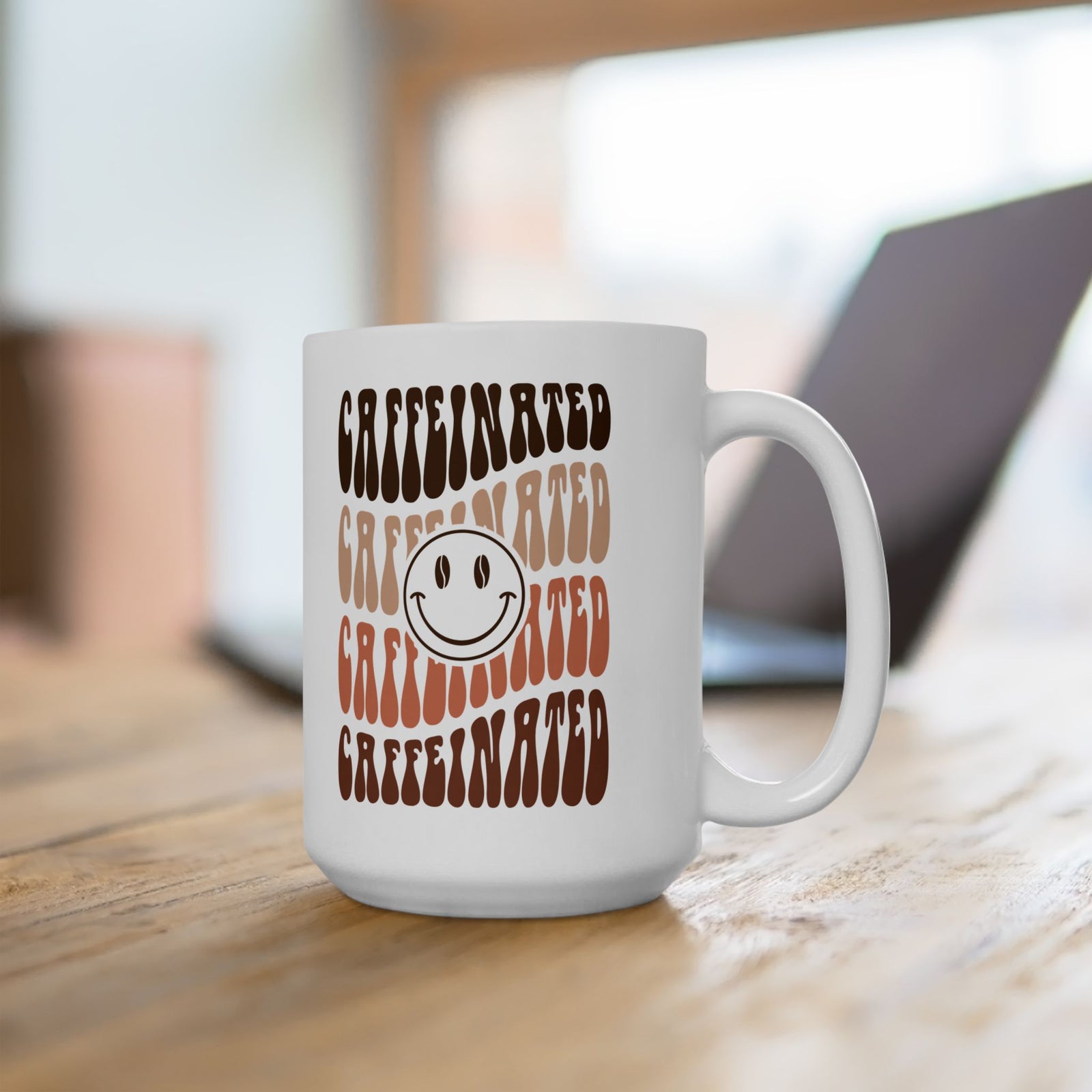 Caffeinated Smile Cute Ceramic Mug Coffee Cup (11oz & 15oz)
