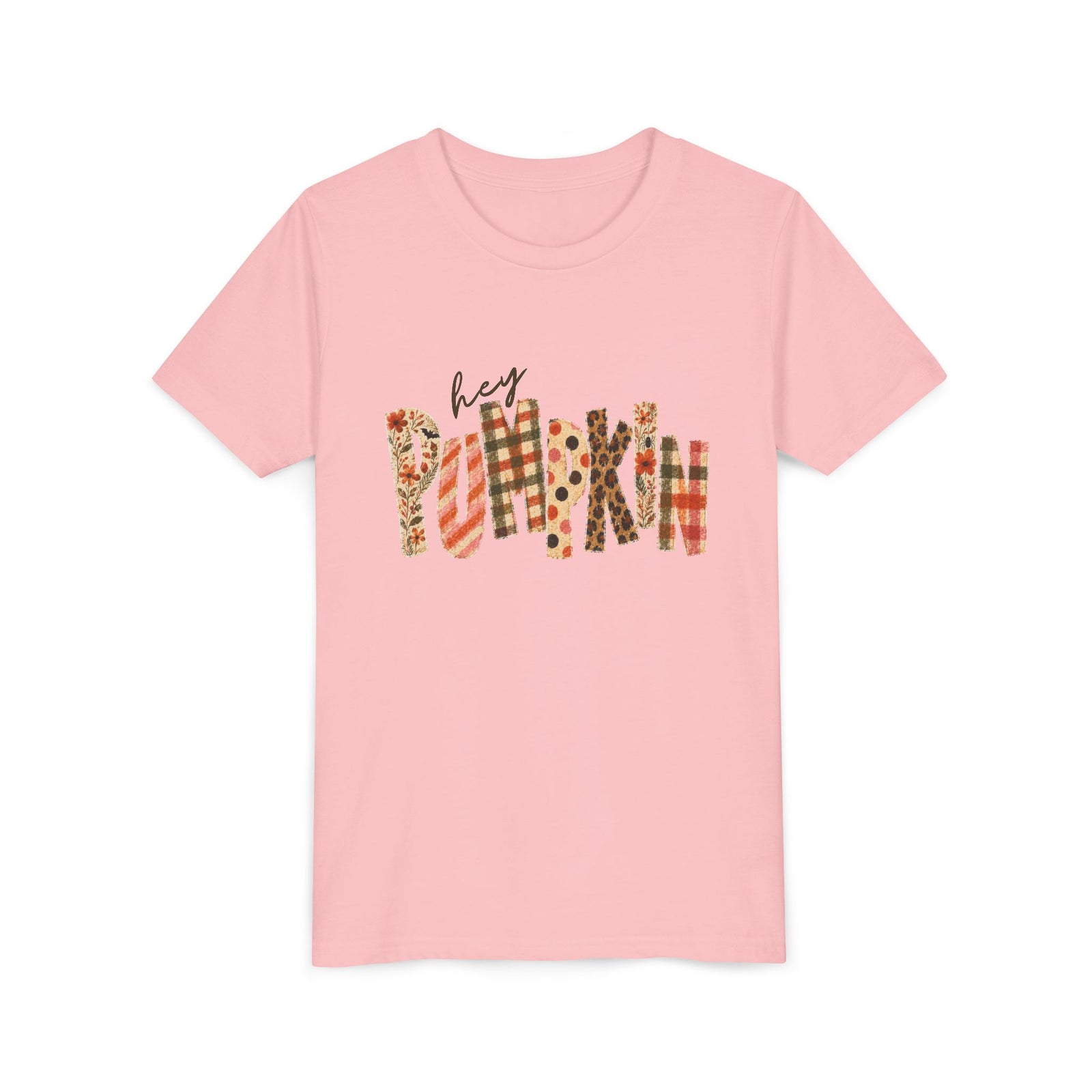 Hey Pumpkin T-Shirt Fall Plaid & Floral Pumpkin Kids Graphic Tee